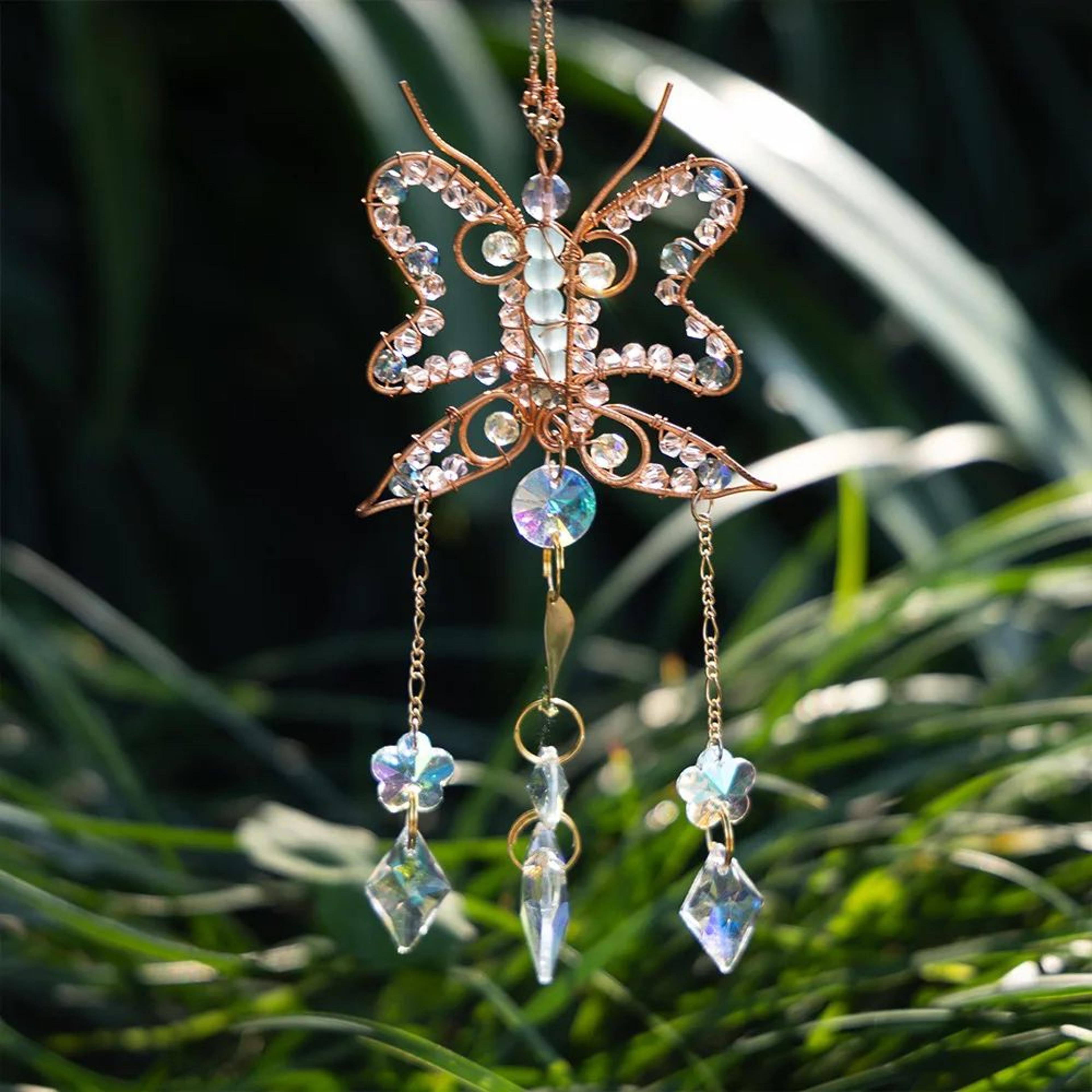 Crystal Sun Moon Suncatcher Prism Wind Chime Hanging Light Decor 4