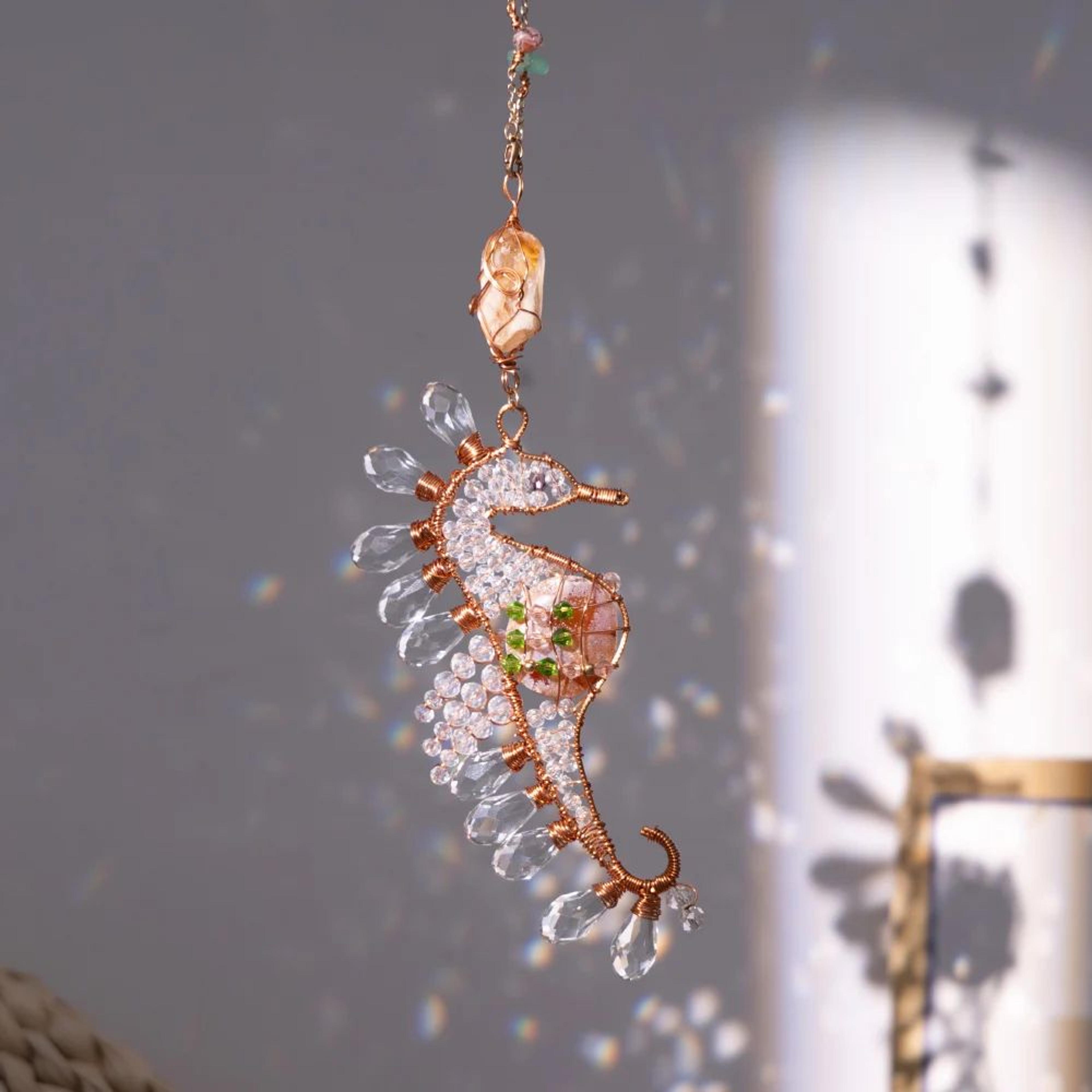Crystal Sun Moon Suncatcher Prism Wind Chime Hanging Light Decor 8