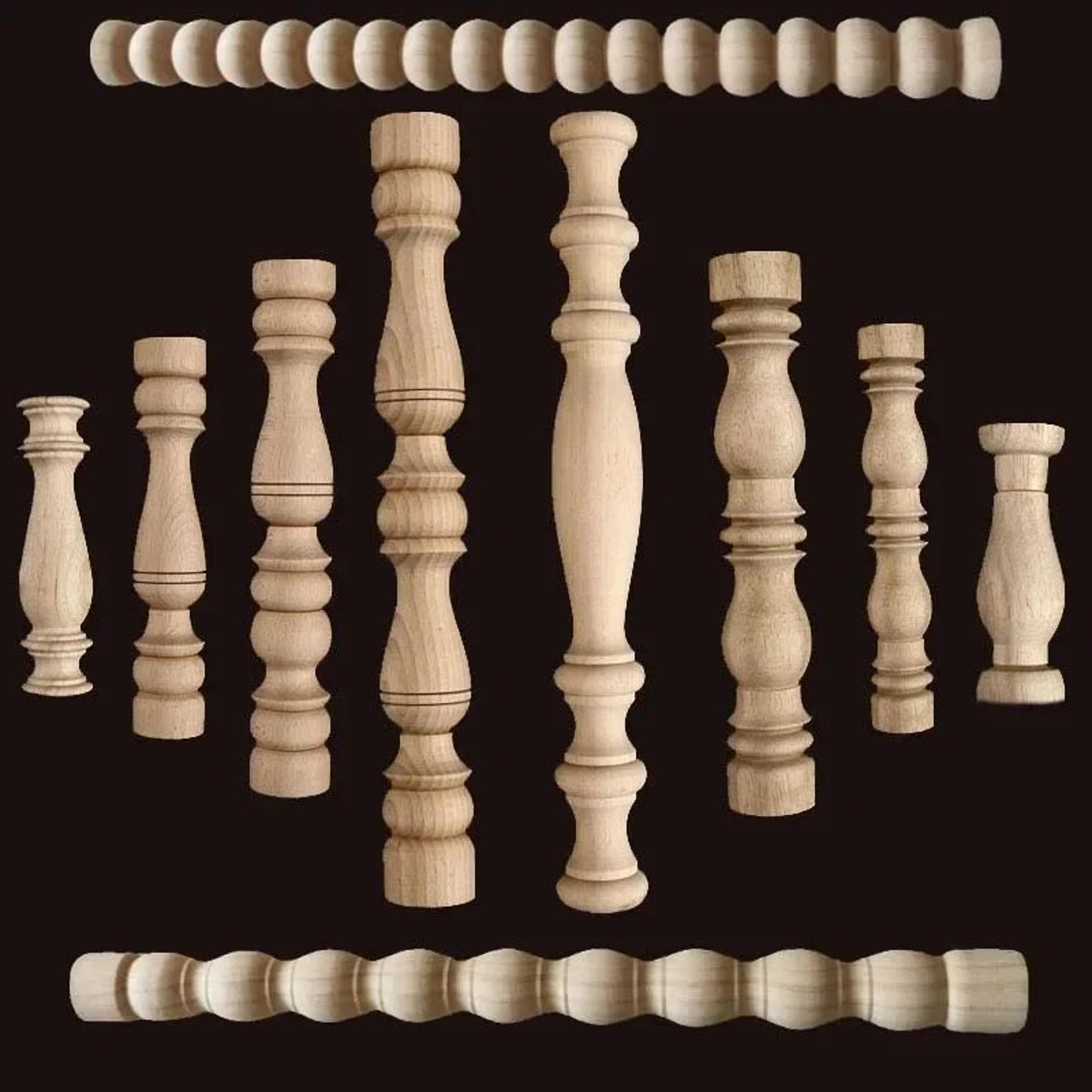 vintage carved wood applique decorative column spindle ornament for furniture and home decor