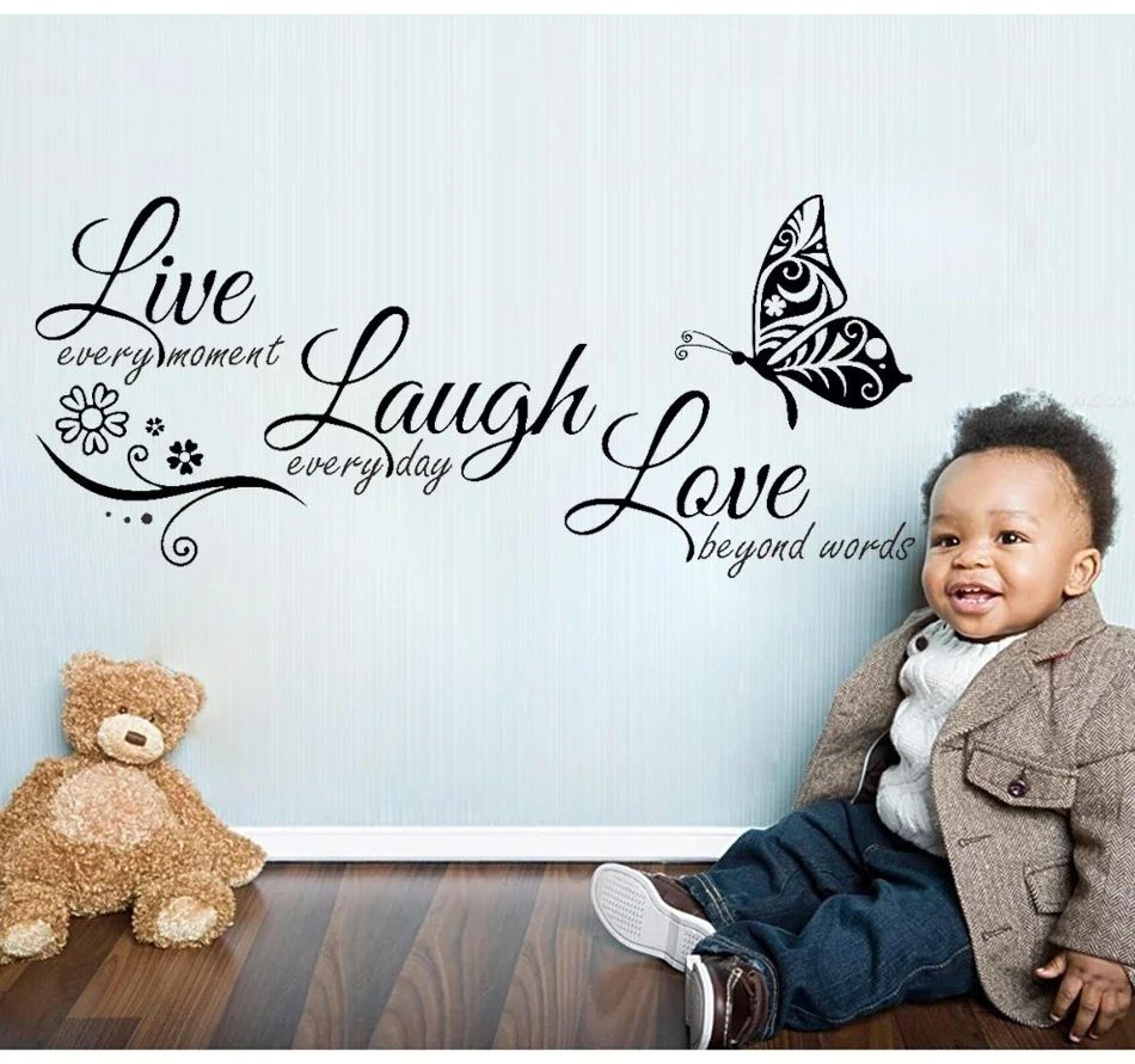 Live Laugh Love Wall Sticker Butterfly Flower Quote Decal For Living Room And Home Decor 3
