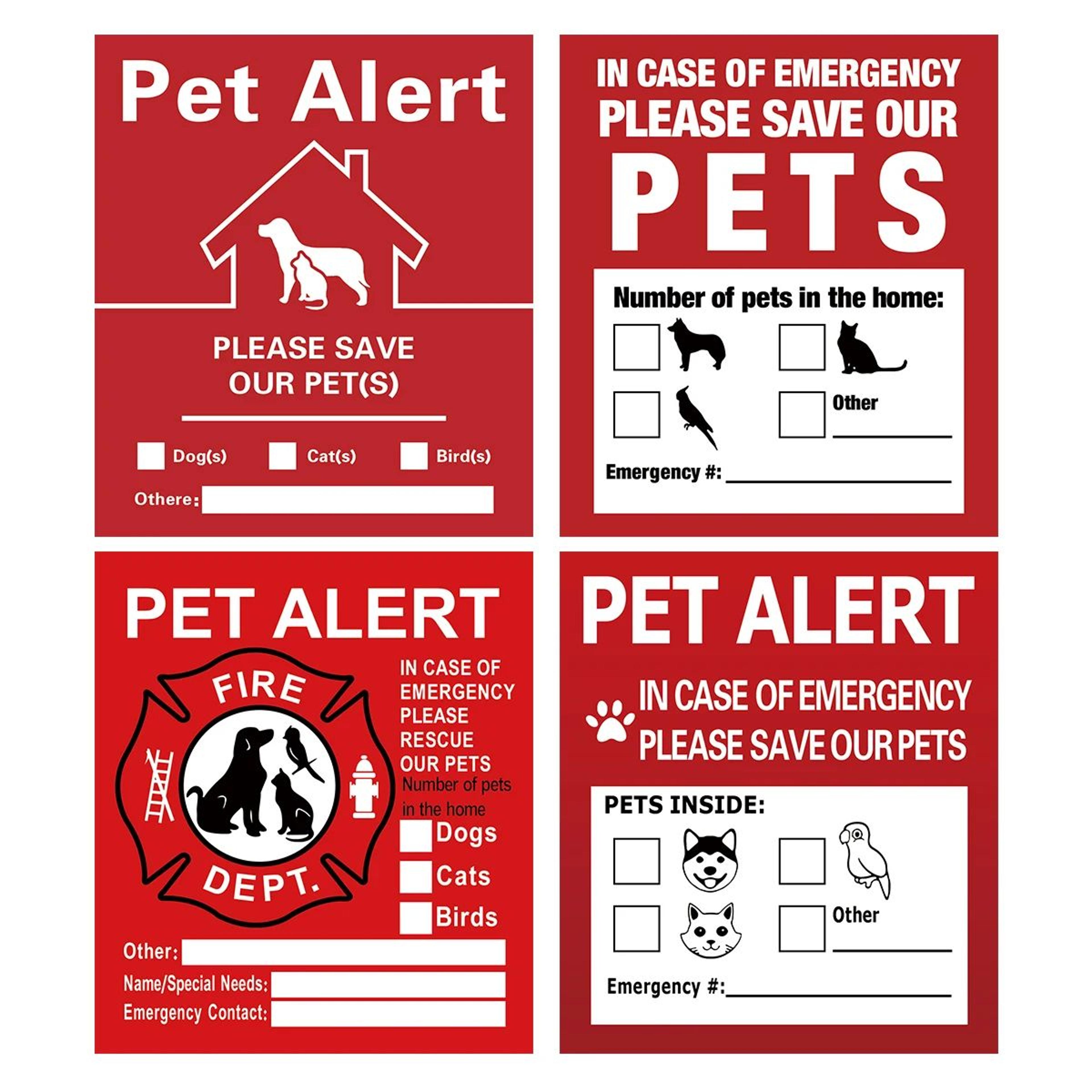 pet alert emergency window sticker save my pets safety decal static cling sign set