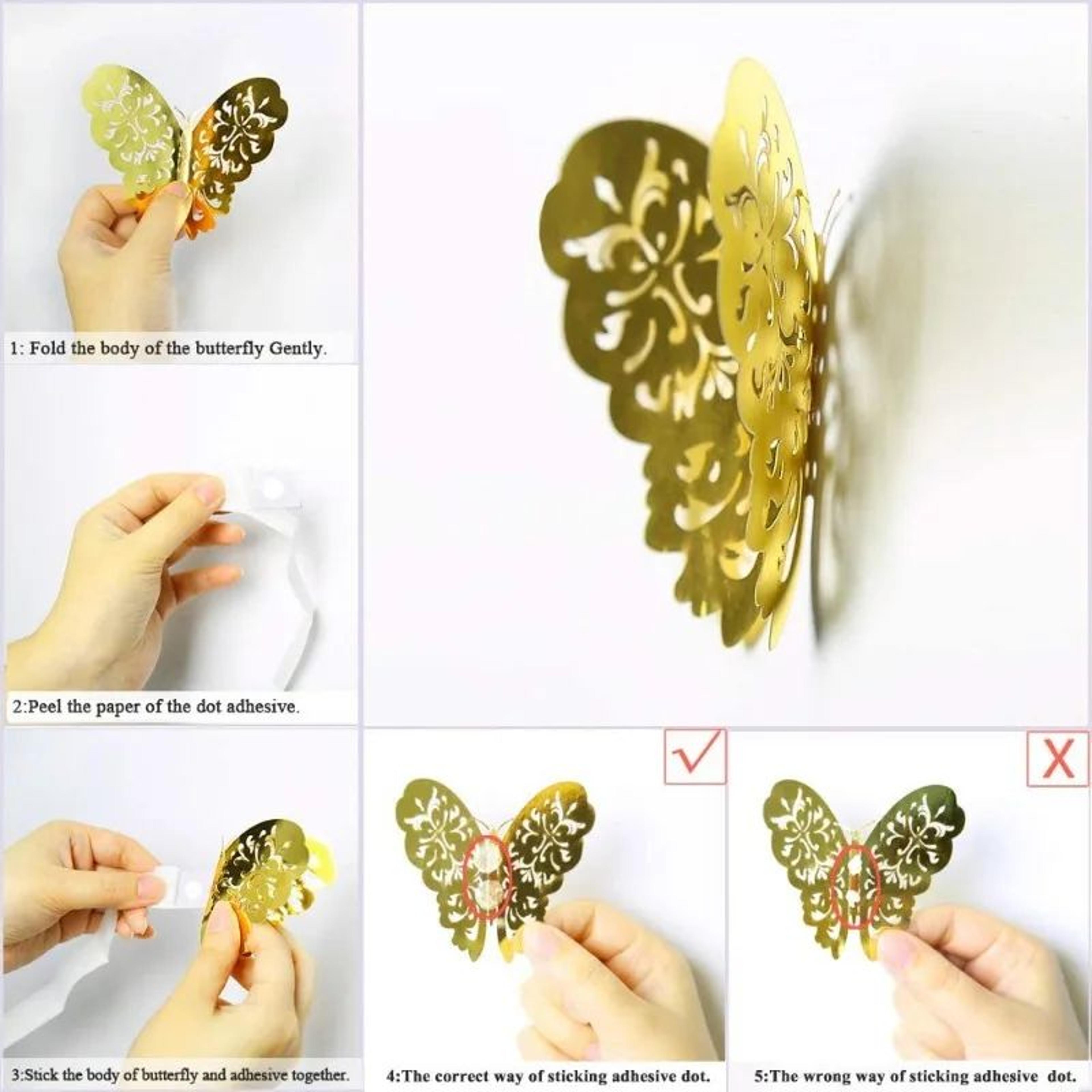 Butterfly Mirror Wall Stickers 3D Decorative Wall Decor Set 4