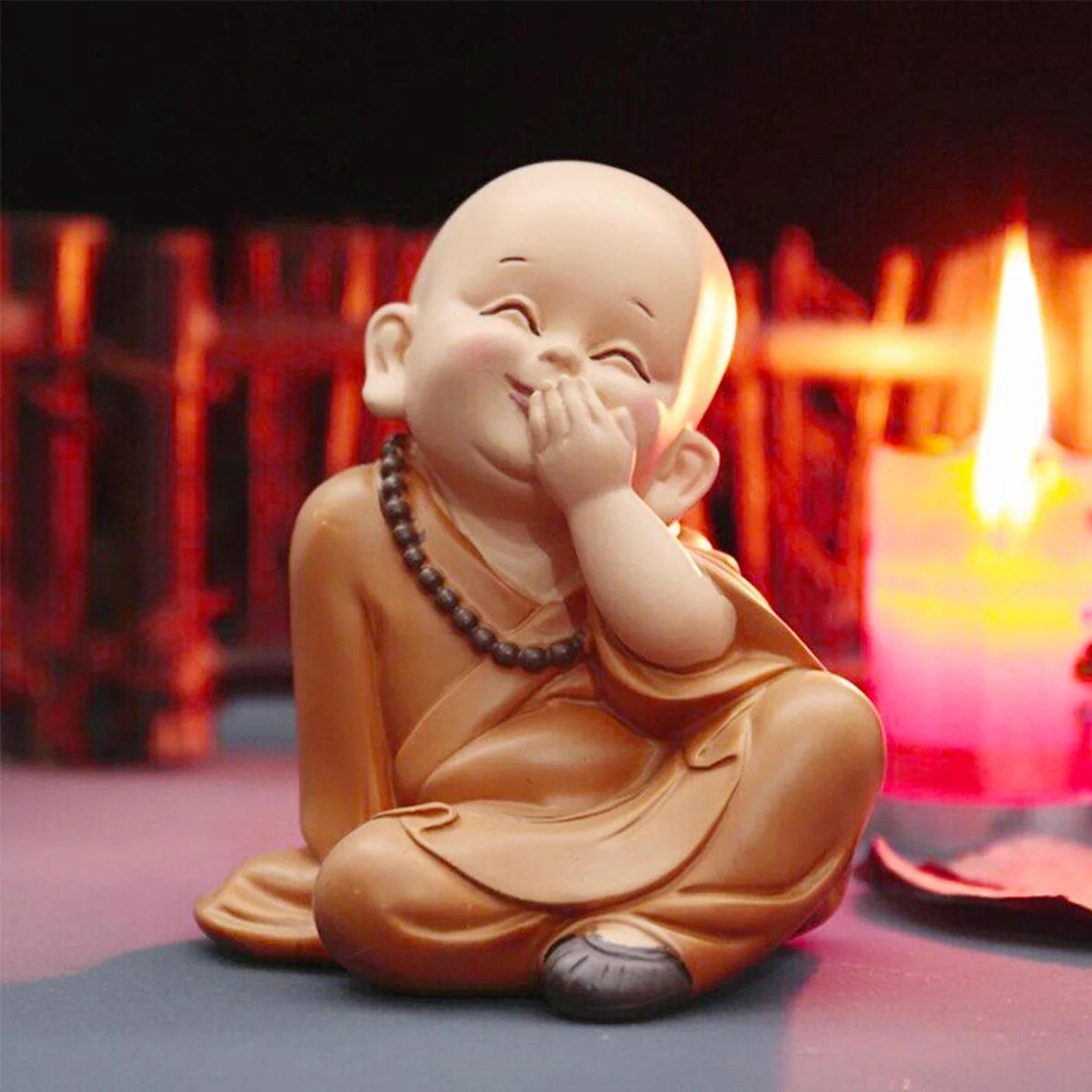 Cute Mini Monk Buddha Statue Resin Desk Decor 16