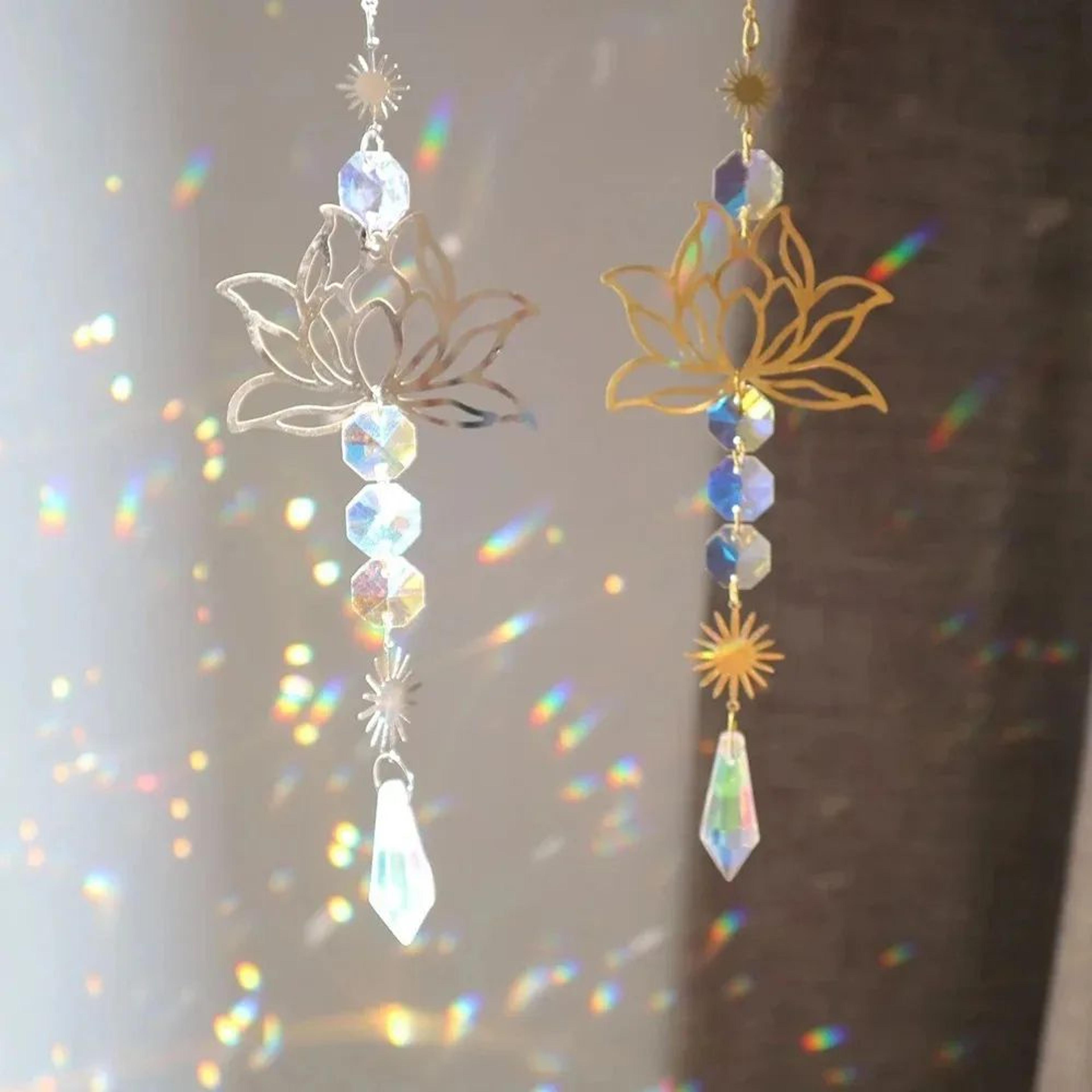 Crystal Lotus Suncatcher Hanging Charm For Home And Garden Decor 1