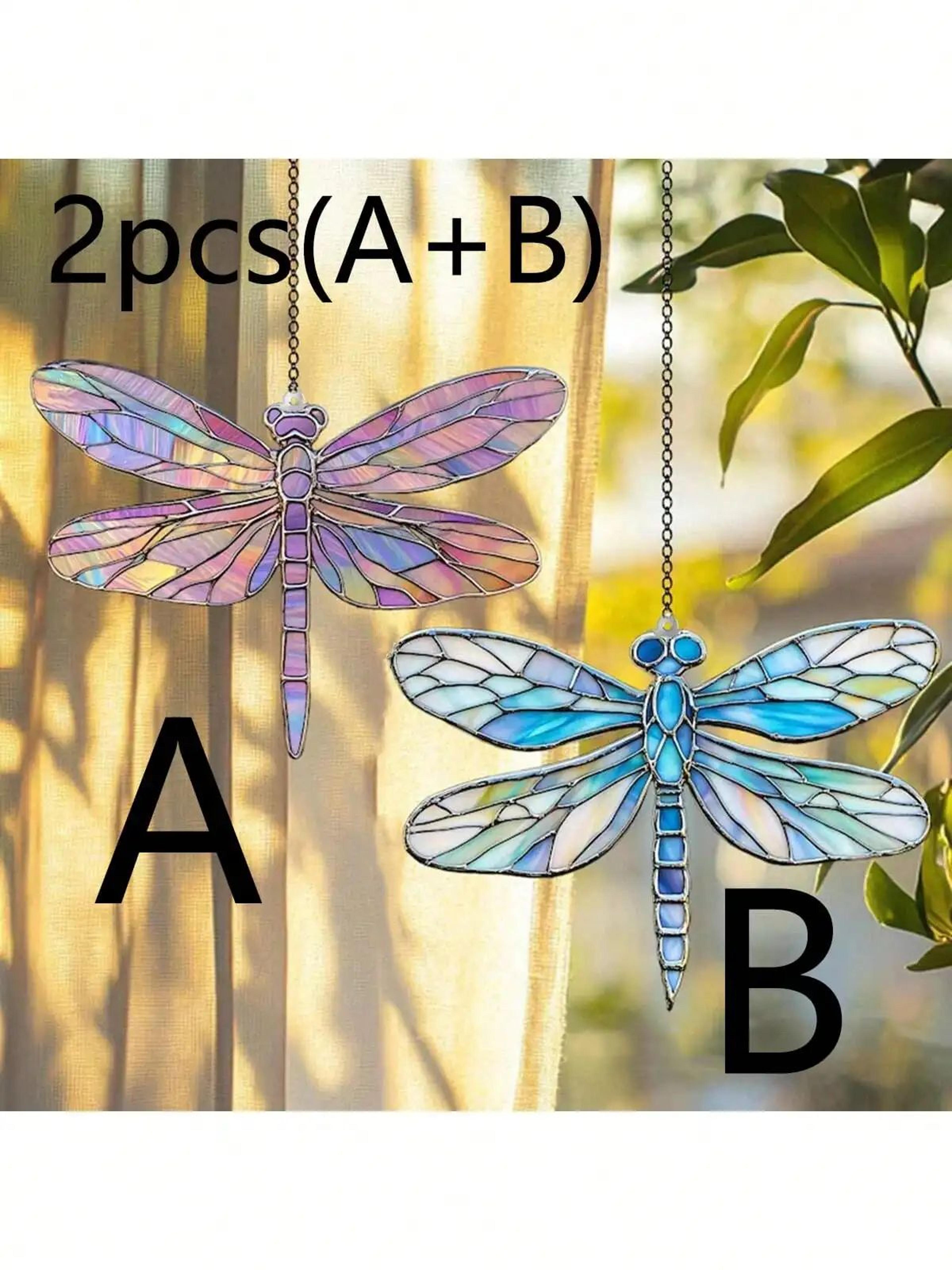 Colorful Dragonfly Suncatcher Acrylic Hanging Window Decor For Home And Garden 6