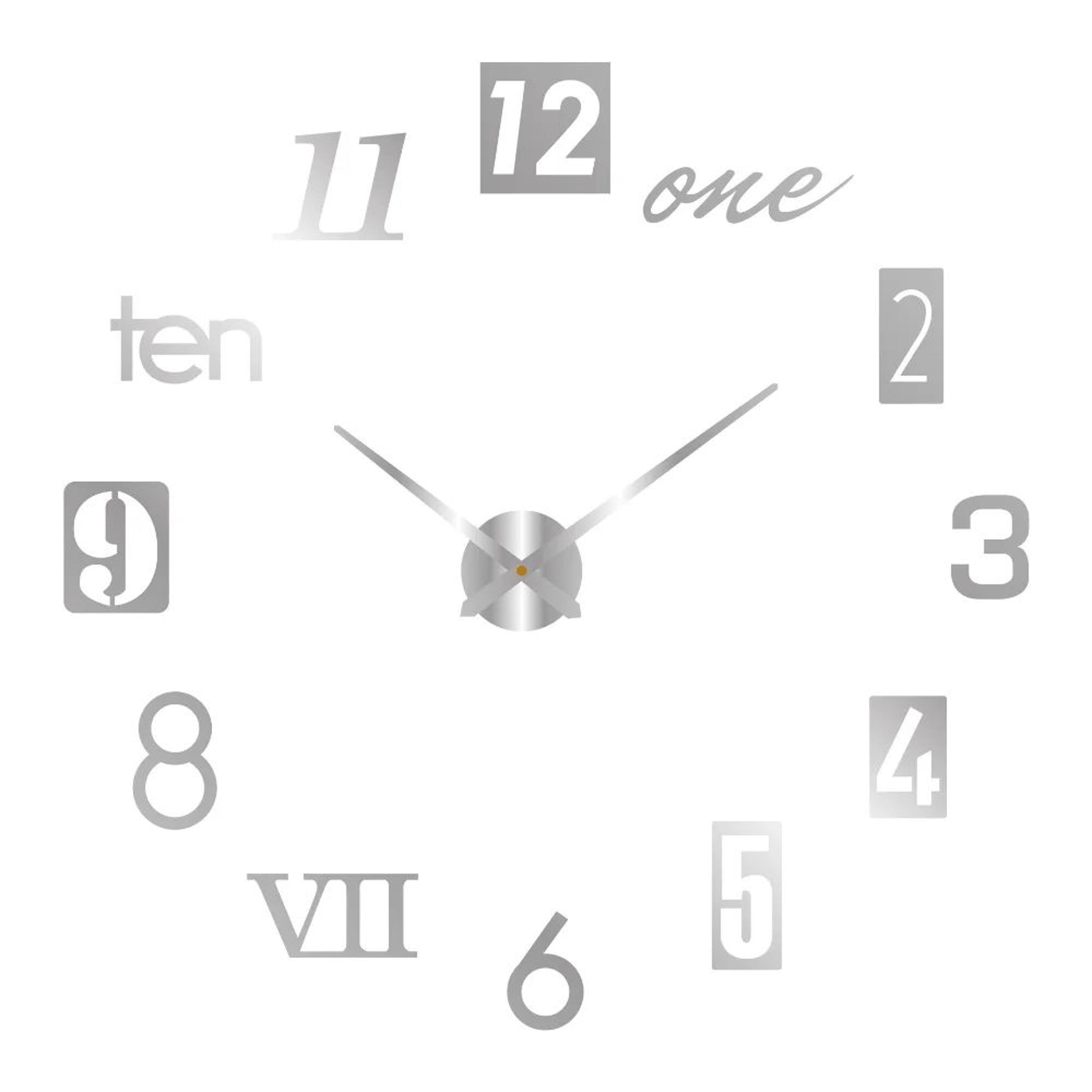 Modern DIY 3D Wall Clock Large Acrylic Mirror Stickers For Home Decor 22