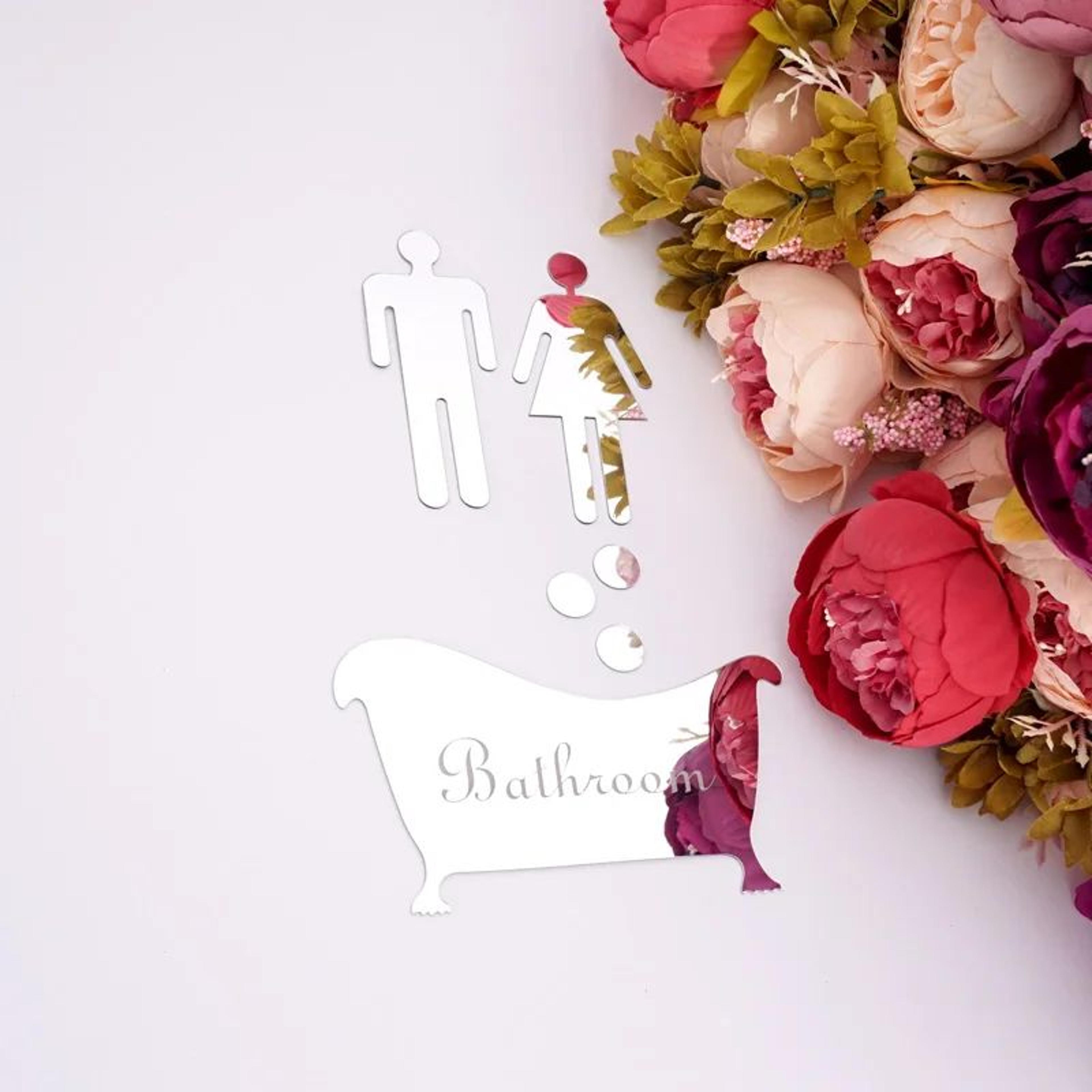 Acrylic Mirror Bathroom Sign Stickers Men Women Toilet Wall Sign Decor 9