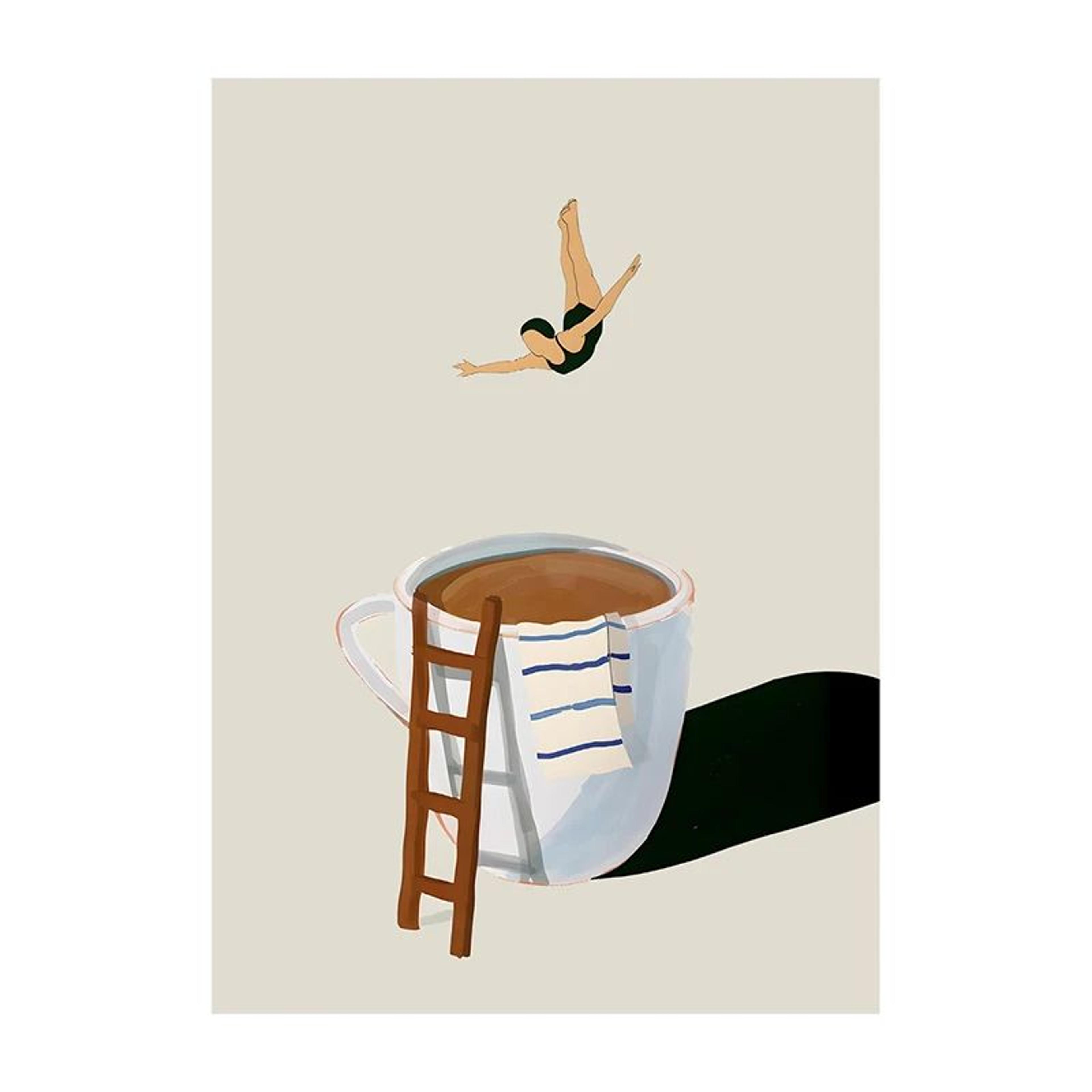 Coffee Diver Canvas Wall Art Surreal Coffee Lover Poster For Kitchen Decor 7