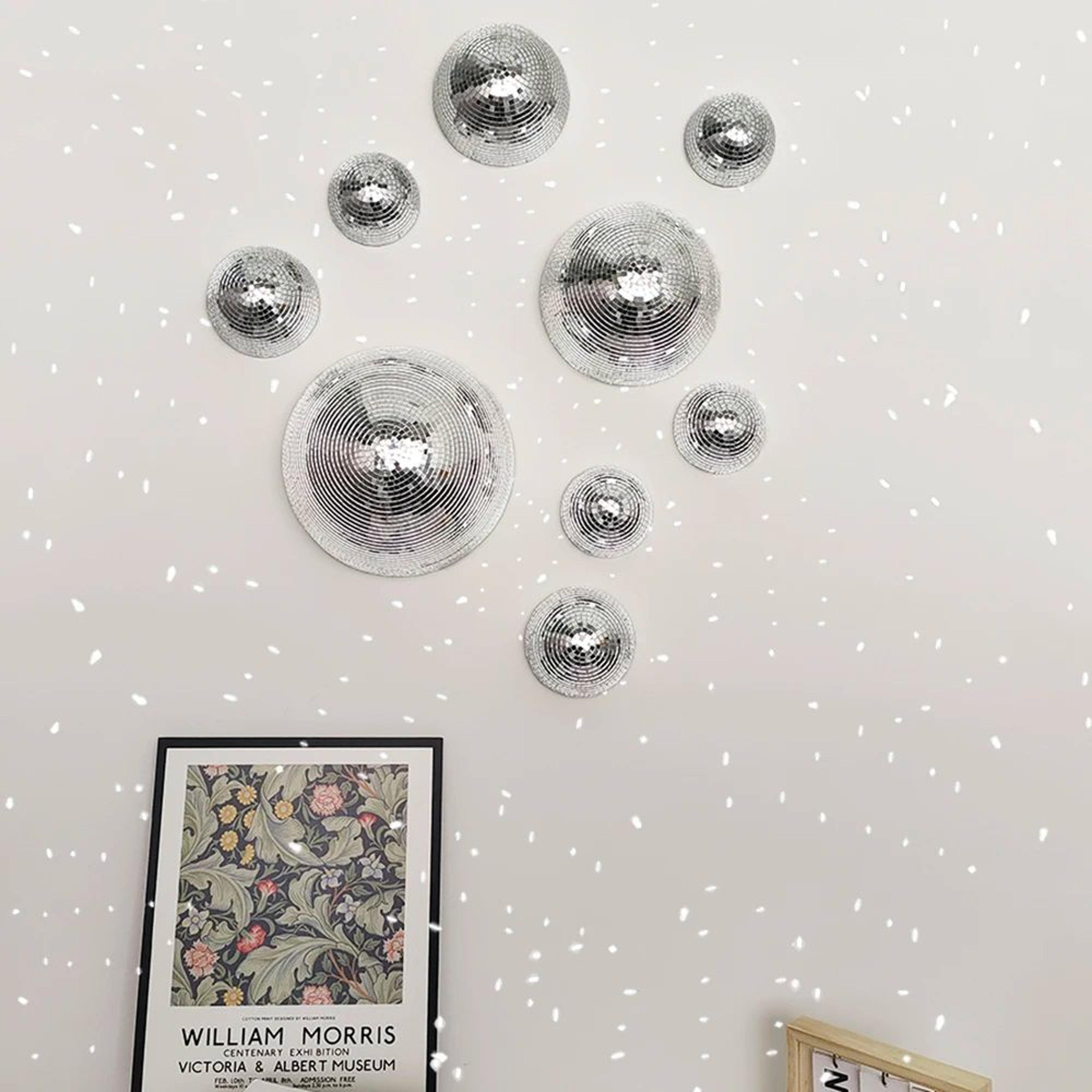 Half Disco Ball Wall Mirror Decor Metallic Reflective Art For Modern Interiors 0