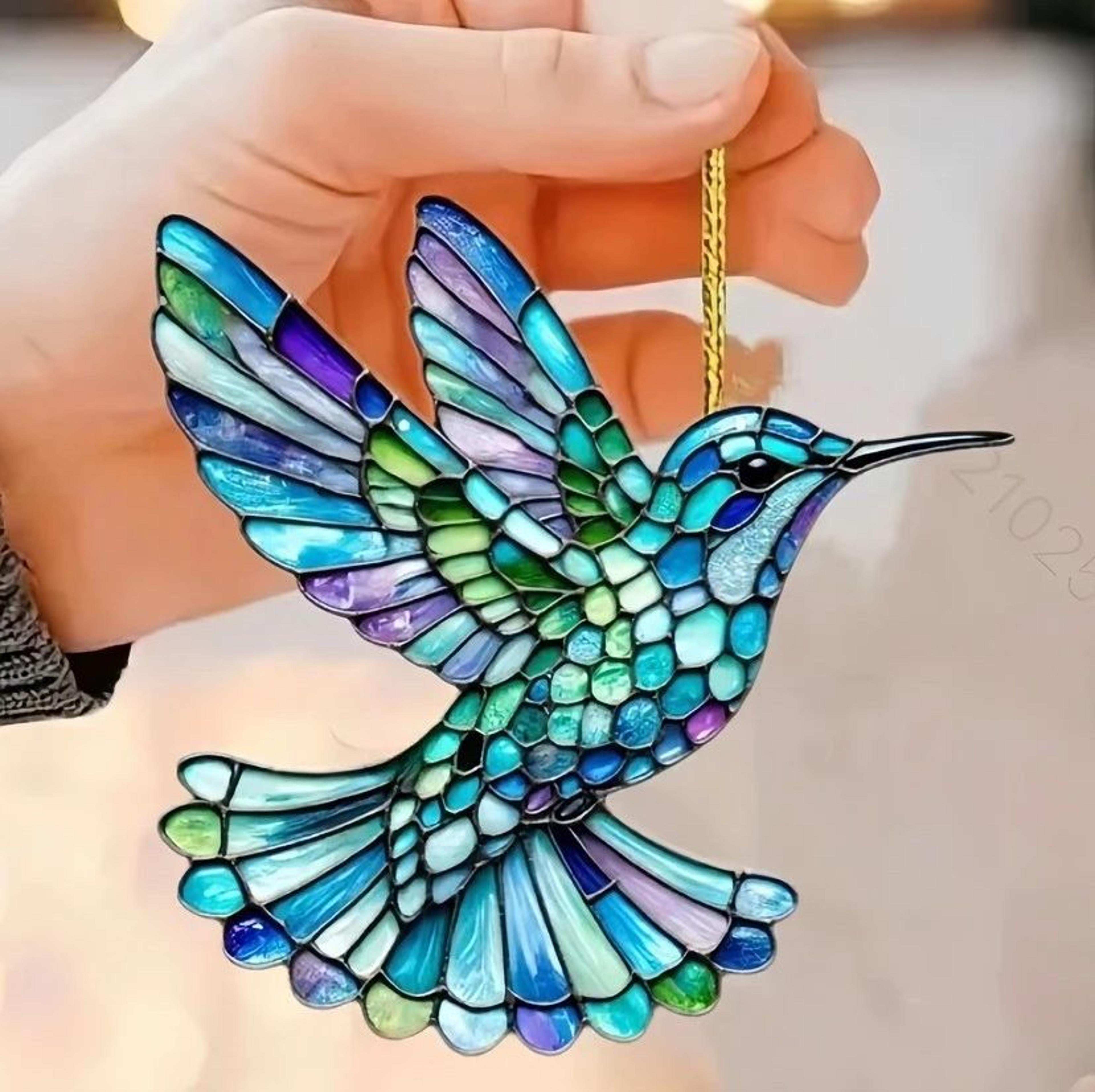 colorful hummingbird wind chime acrylic hanging ornament for window and car decor