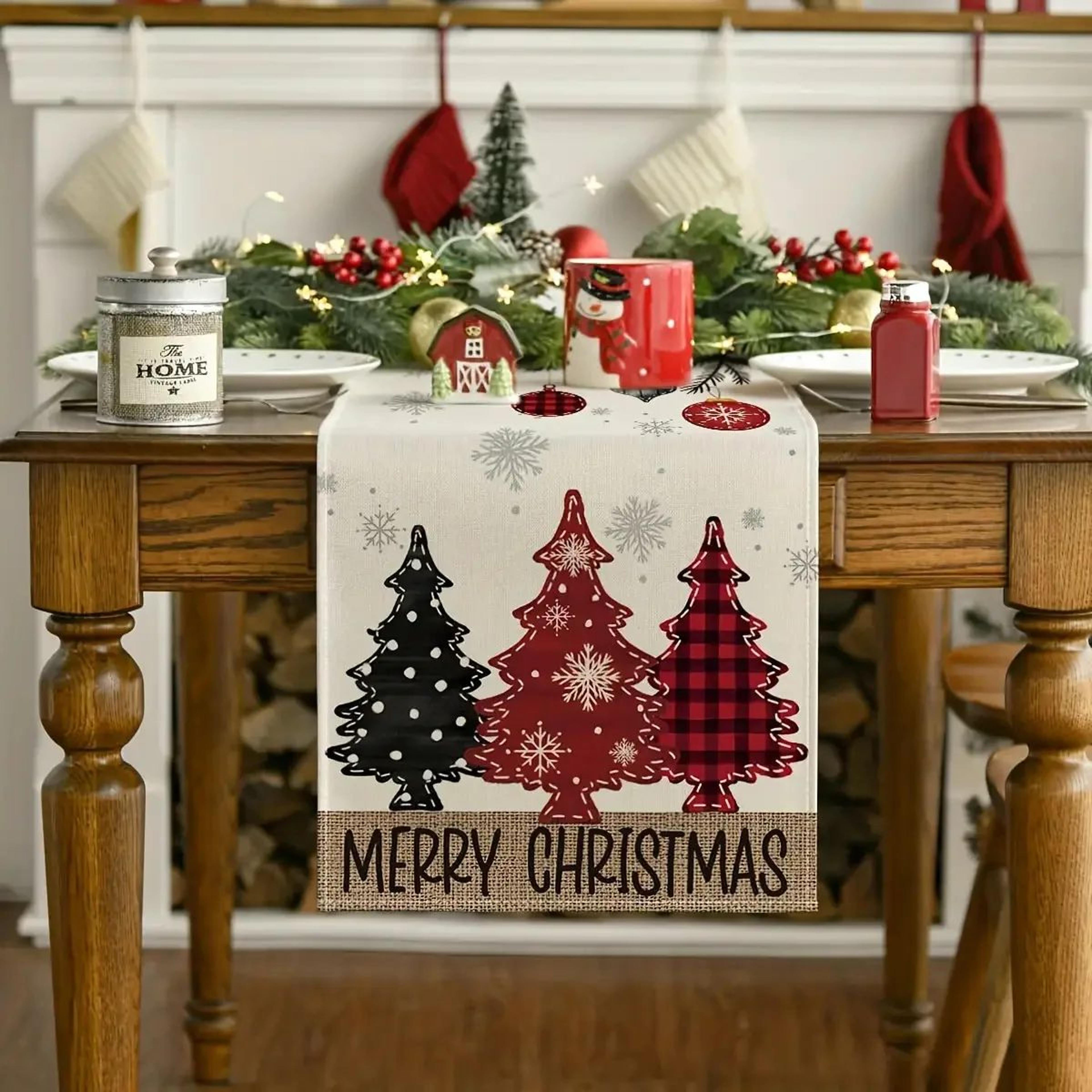 Retro Plaid Christmas Table Runner For Holiday Dining Decor And Winter Home Styling 1