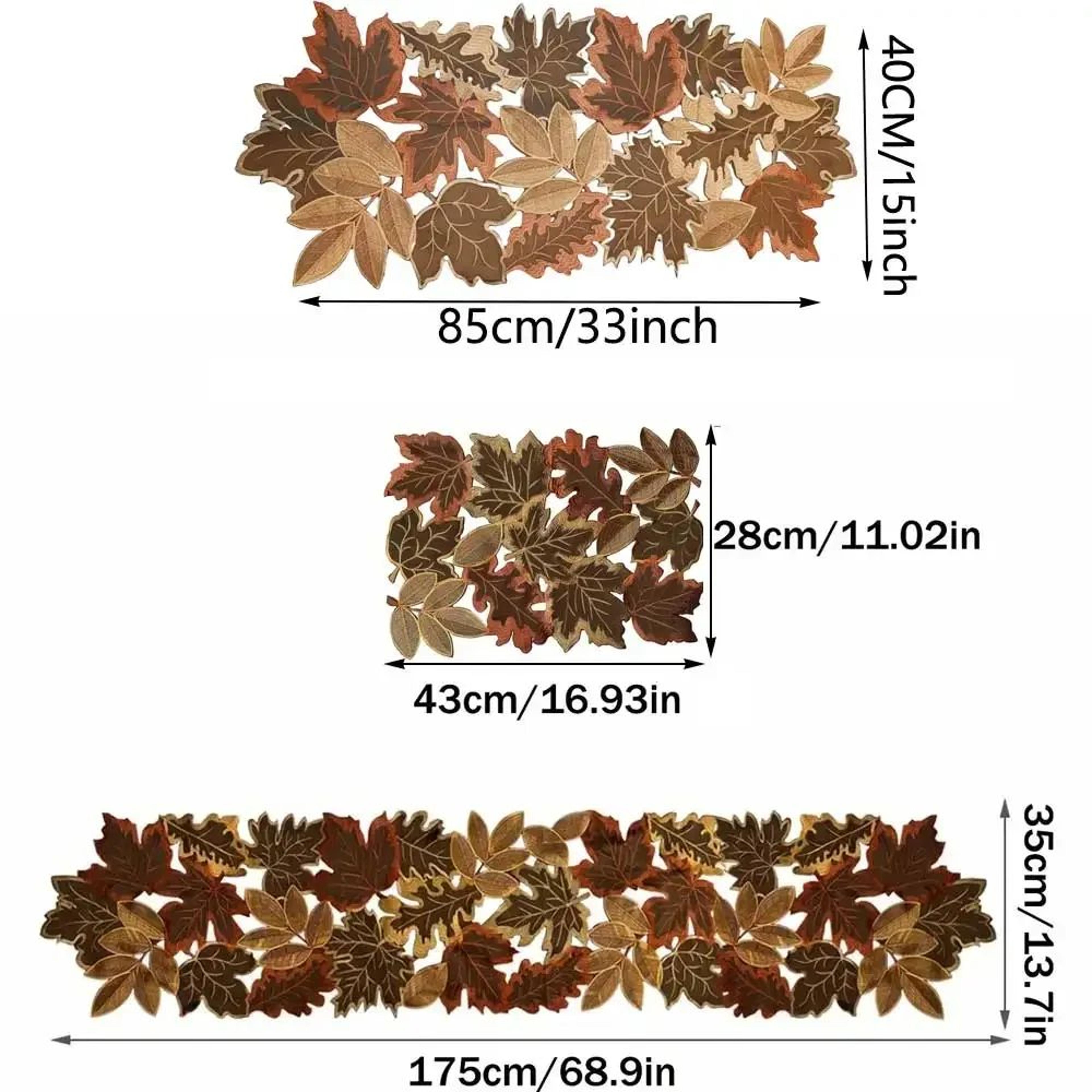 Autumn Maple Leaf Embroidered Table Runner Rustic Farmhouse Fall Decor 3