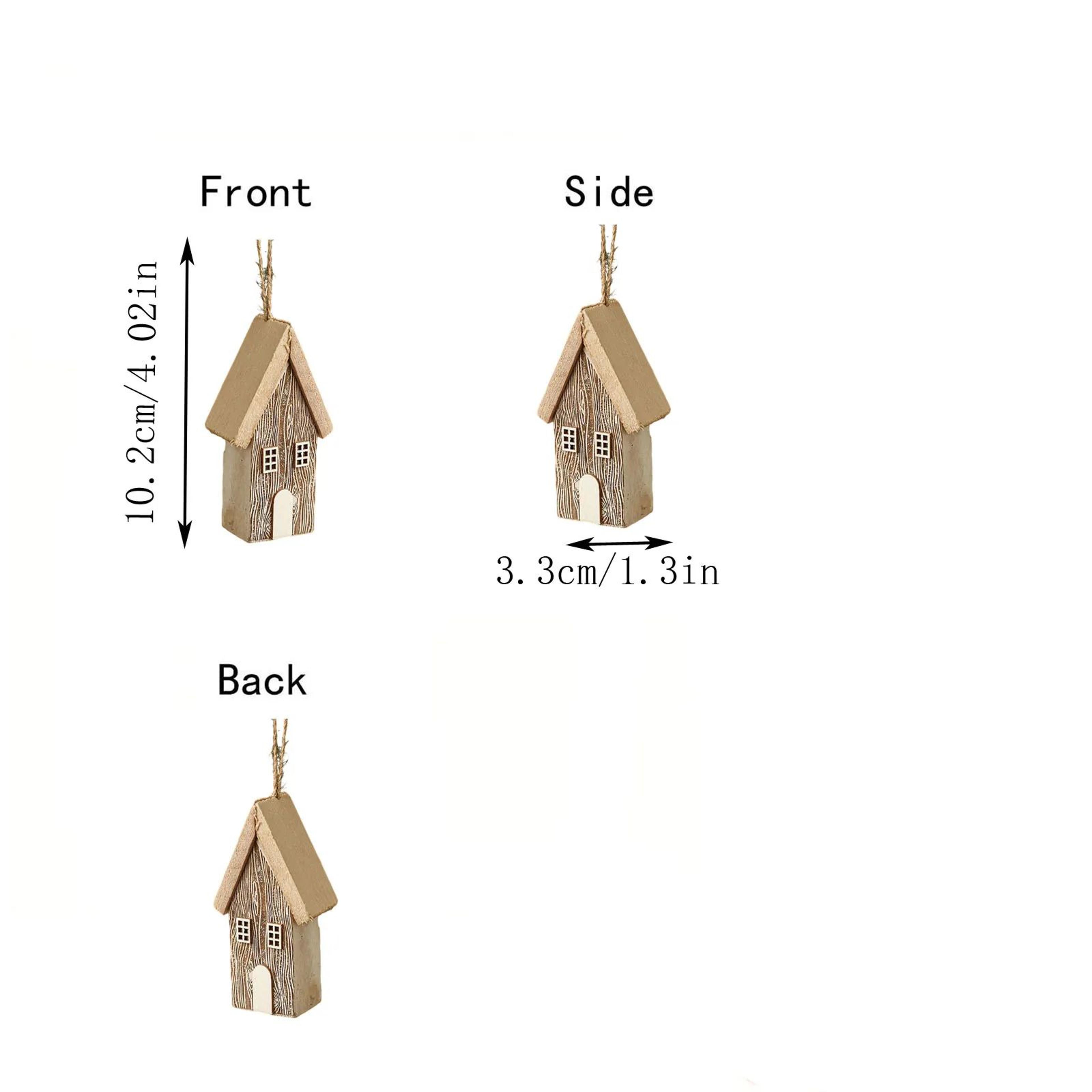 Wooden Christmas House Ornament Rustic Tree Hanging Holiday Decor 4