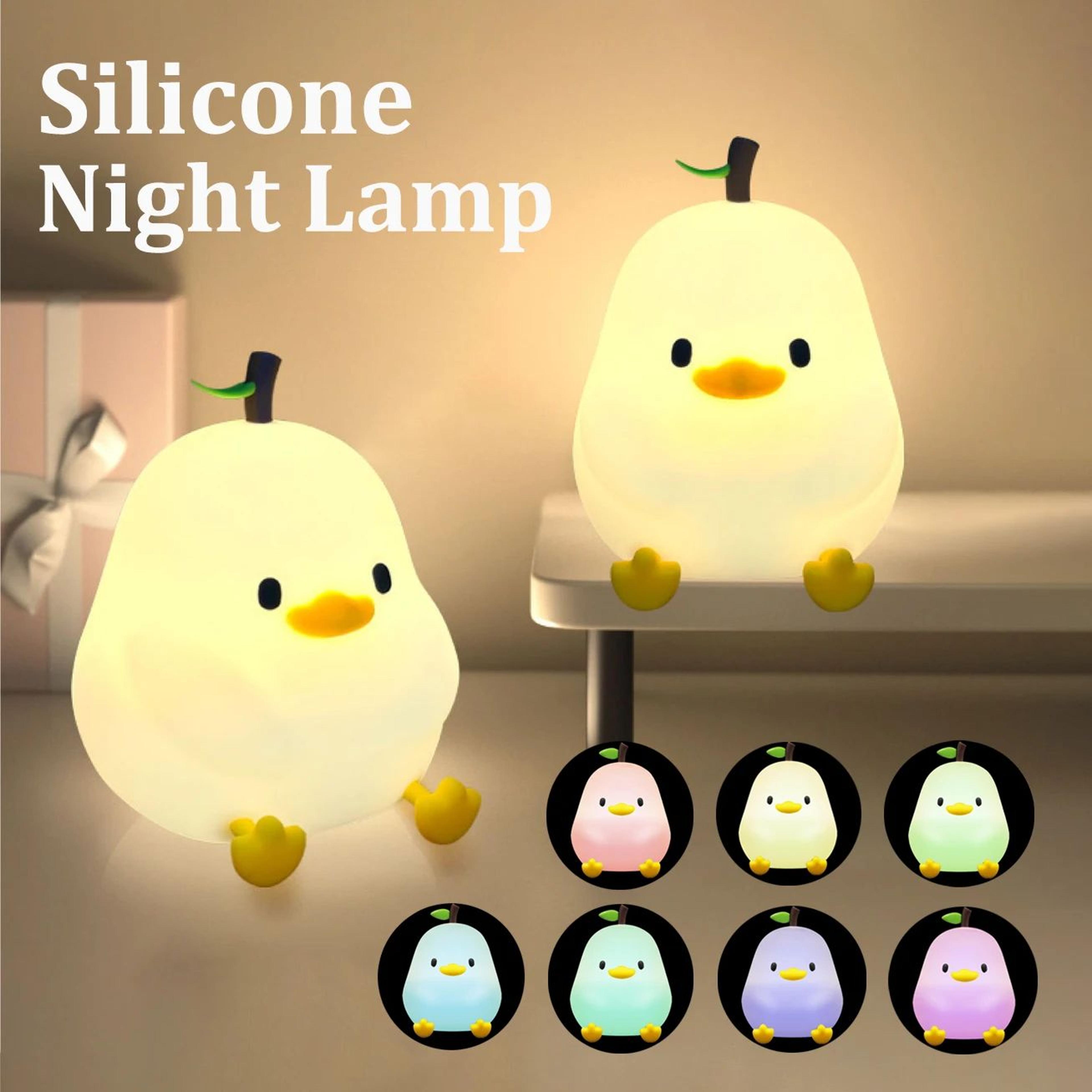 cute pear silicone night light touch control dimmable color changing lamp