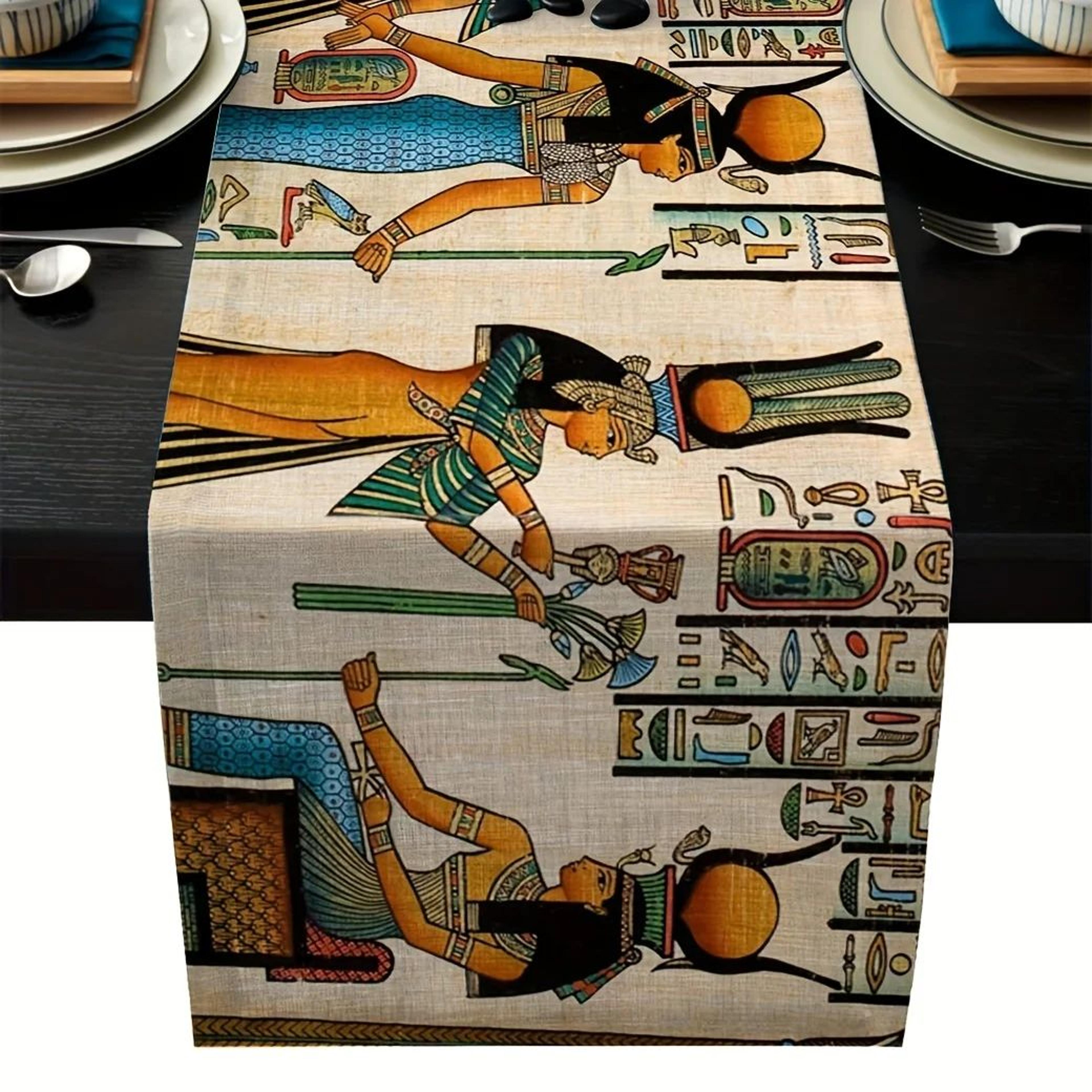 ancient egyptian linen table runner tribal dining decor