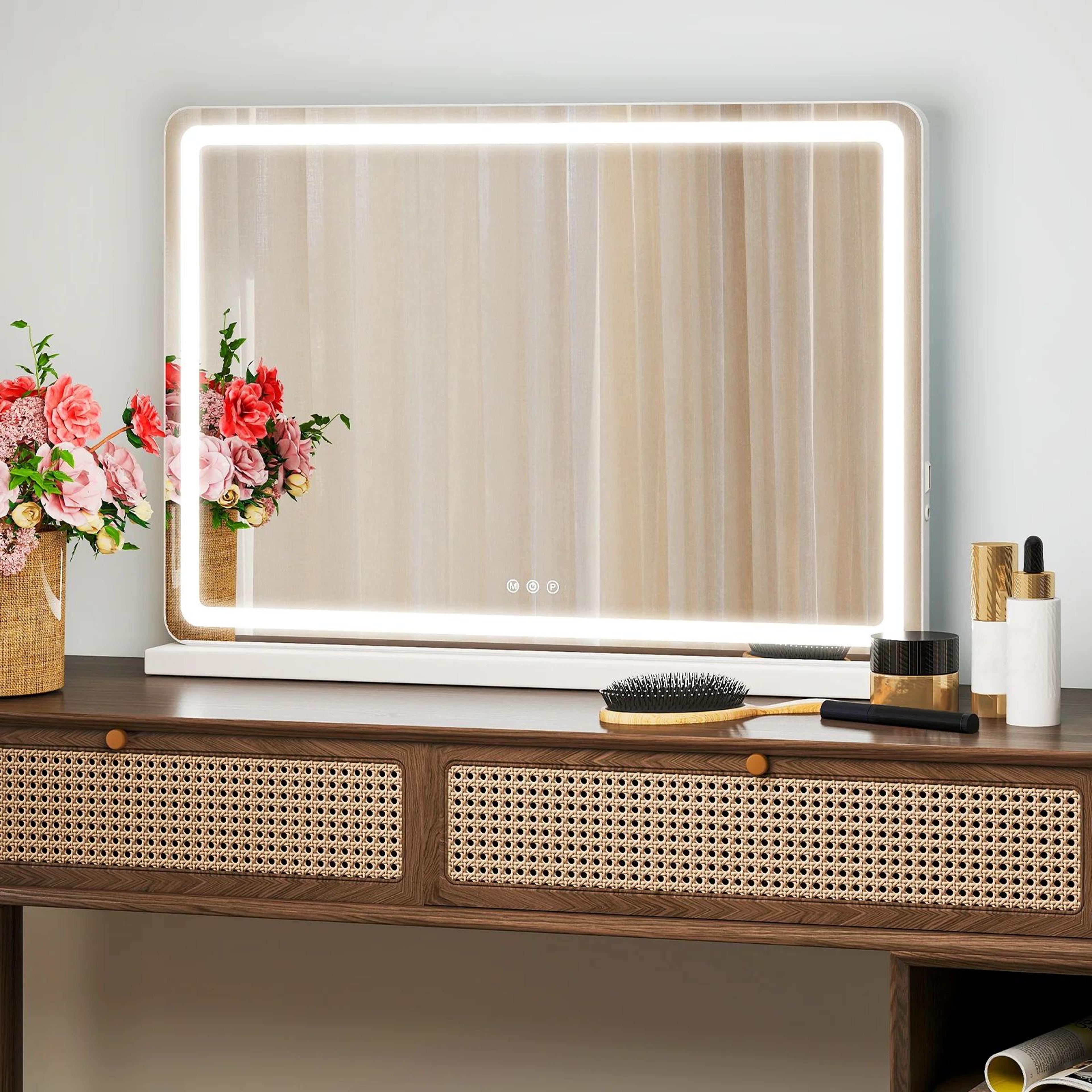 led vanity mirror with lights dimmable makeup mirror for bedroom bathroom