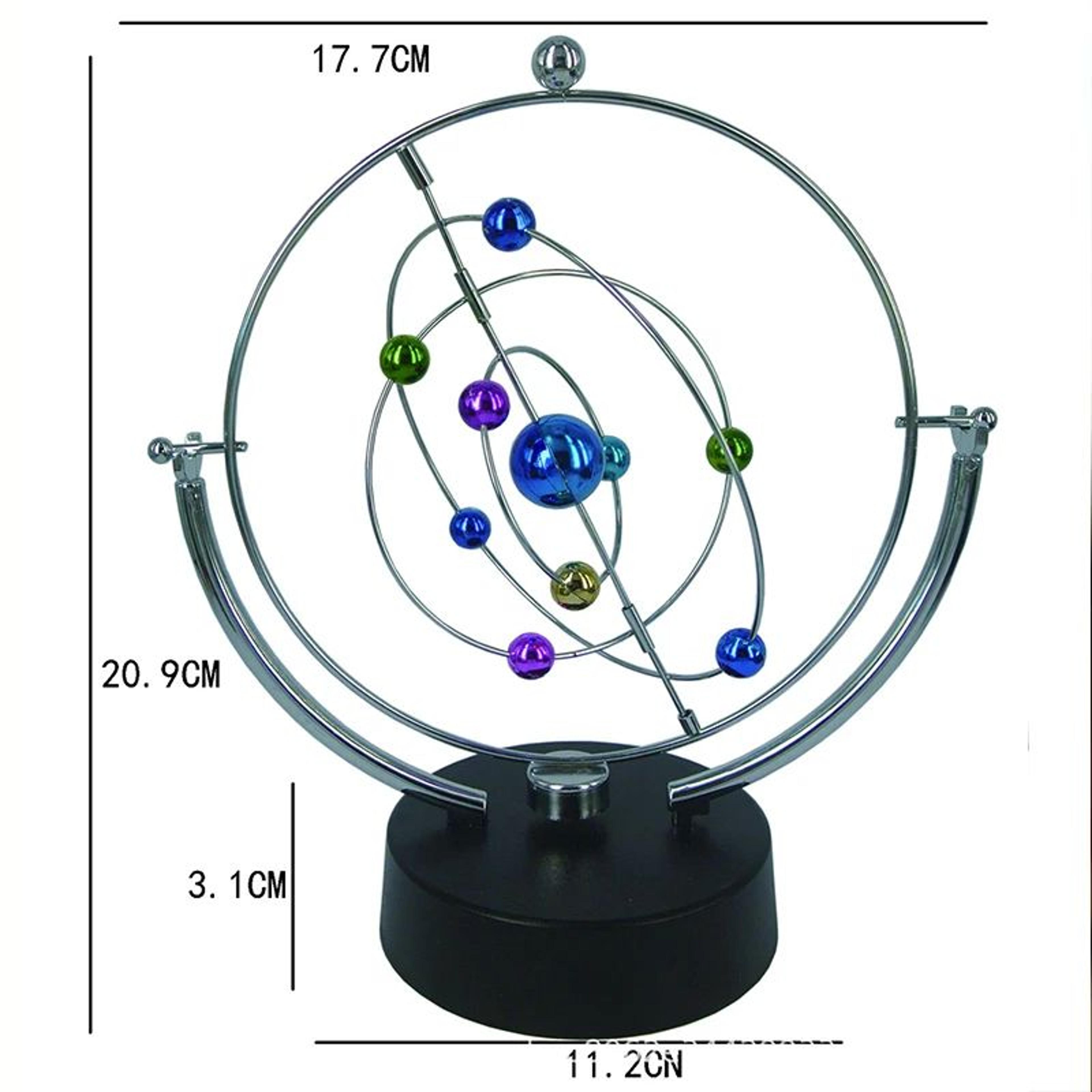 Perpetual Motion Desk Sculpture Kinetic Orbital Globe Decor 2