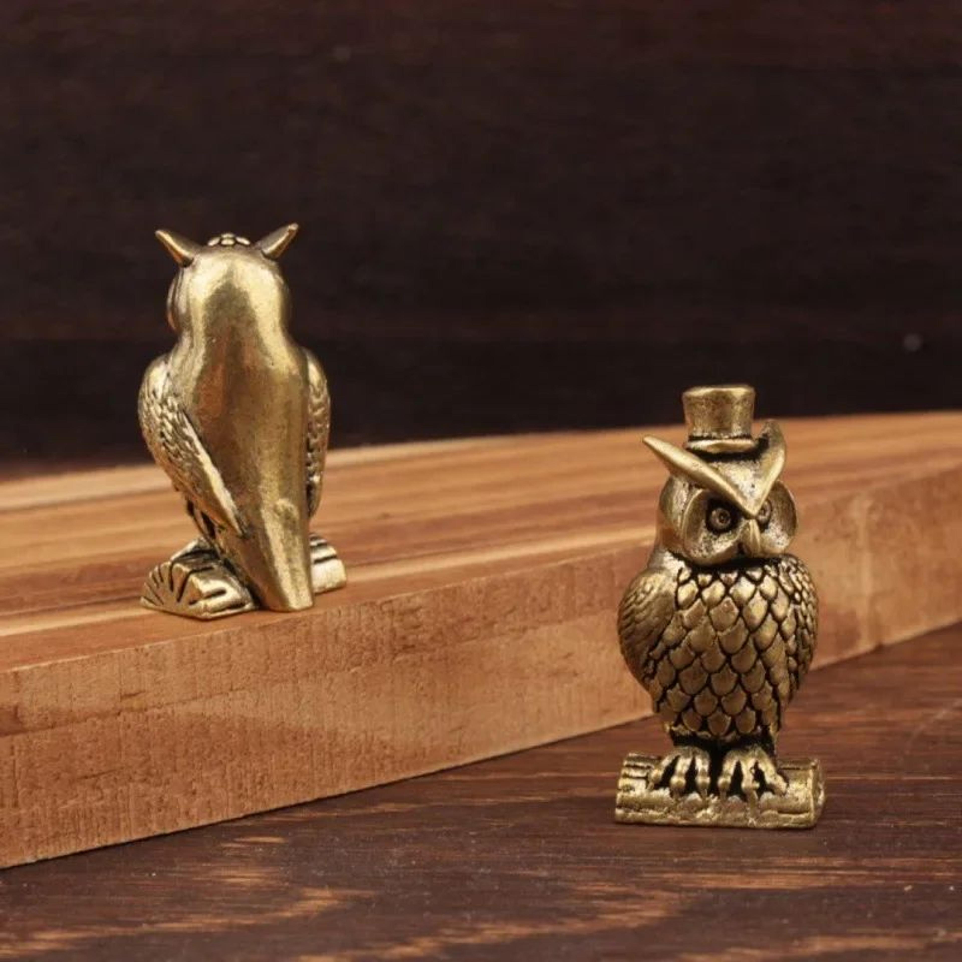 Handmade Brass Owl Figurine Boho Desk Decor Small Luxury Ornament 1