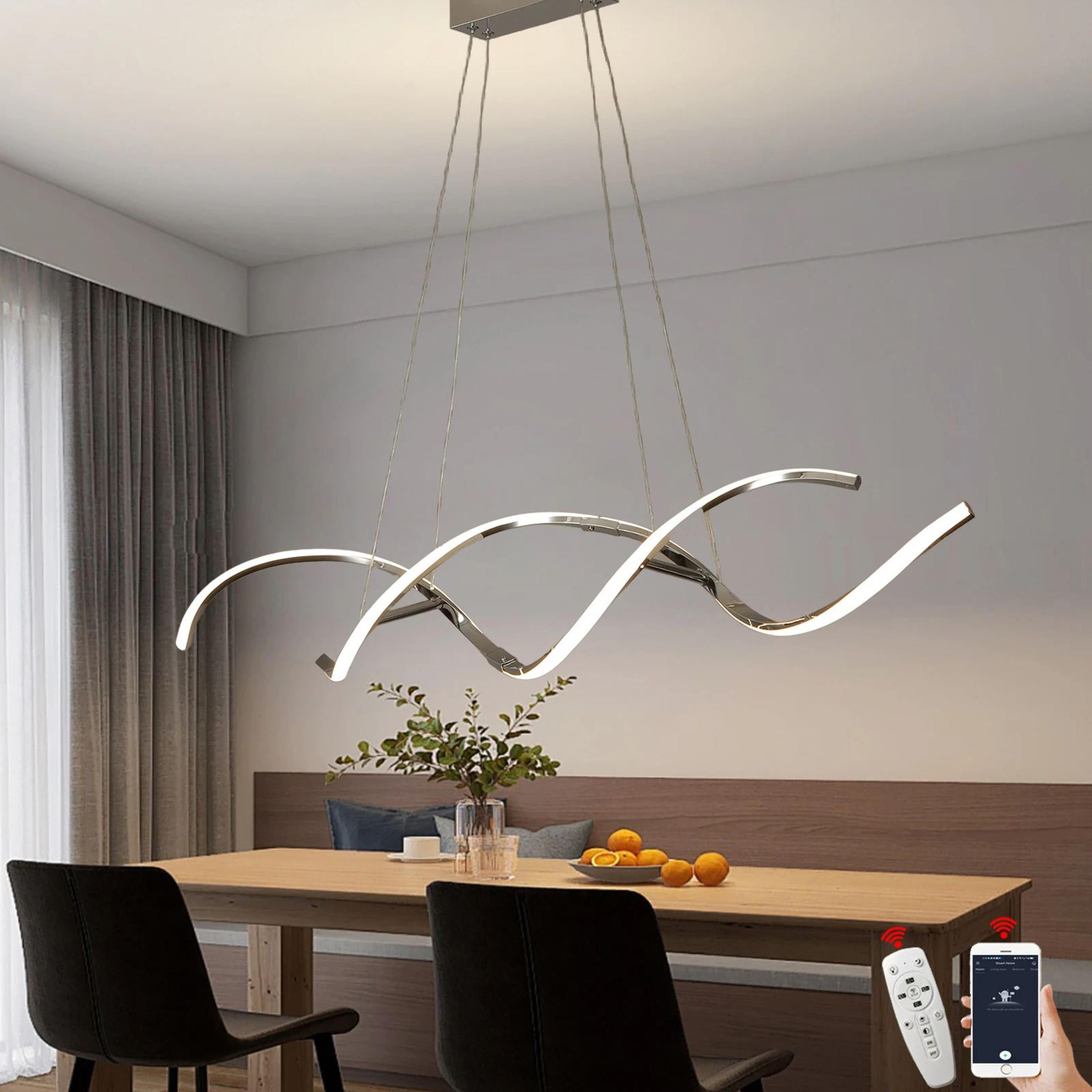modern led linear chandelier pendant light for dining room kitchen and living space