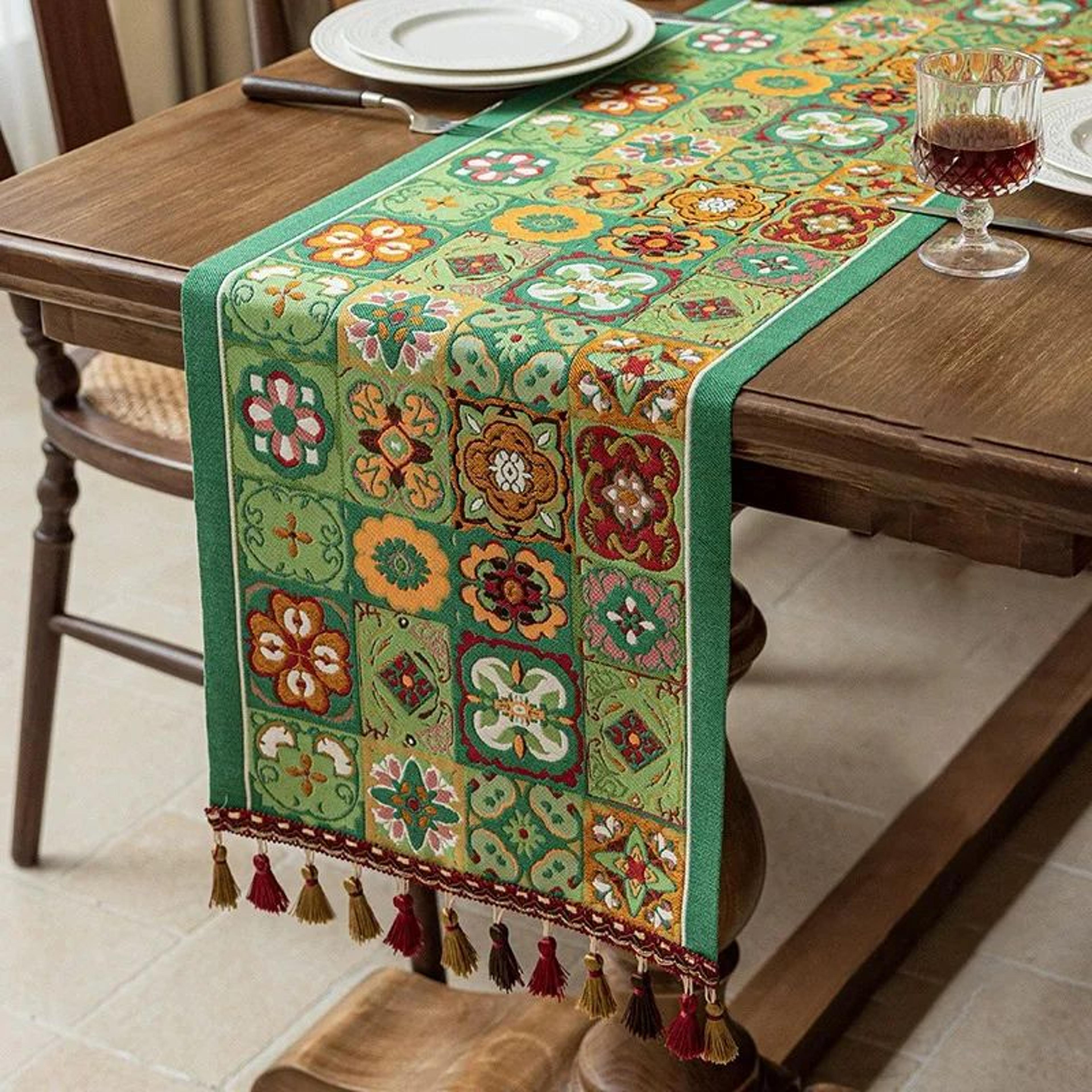 Farmhouse Lemon Floral Table Runner Kitchen Dining Table Decor 7