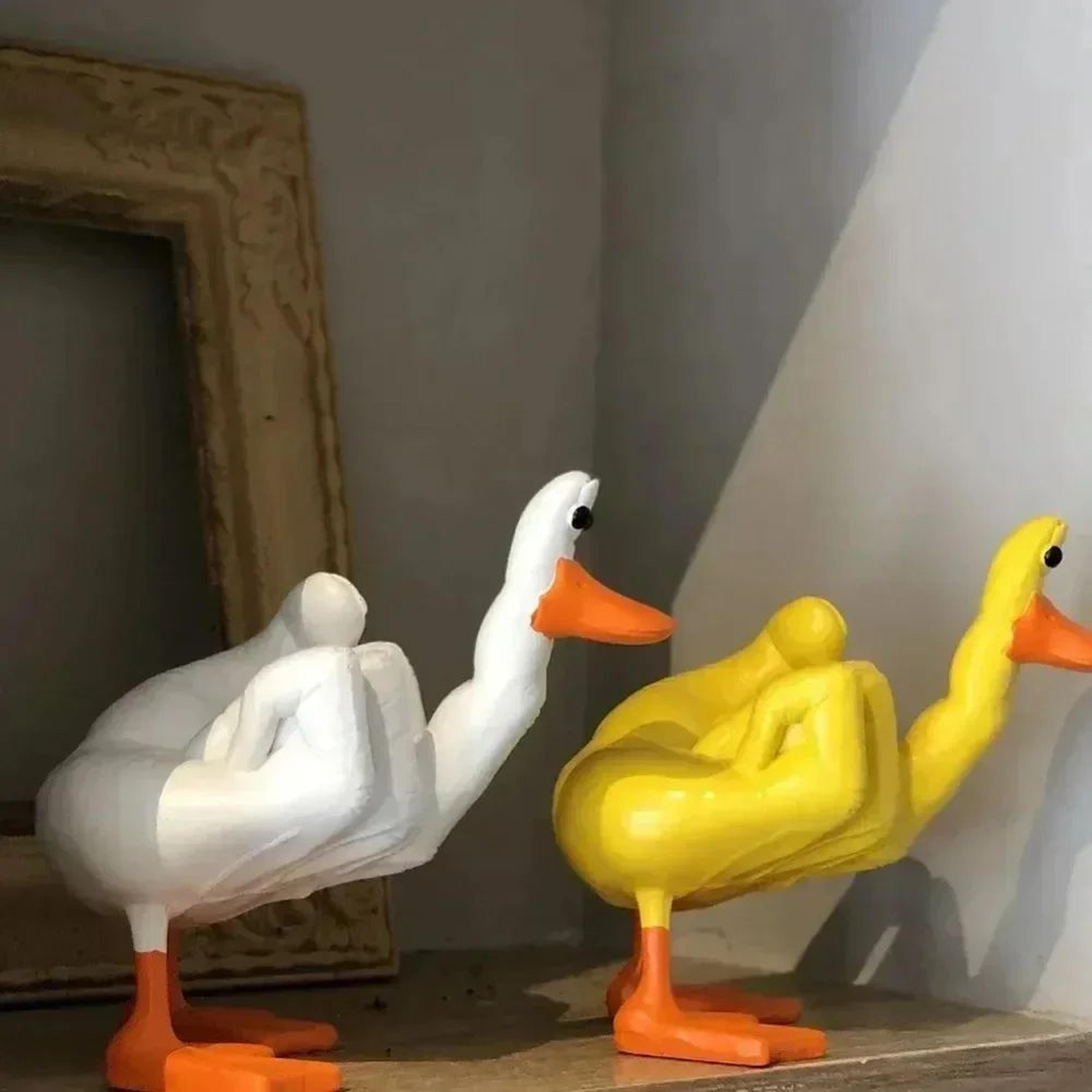 Funny Duck Statue Middle Finger Desk Decor Cute Resin Figurine 1