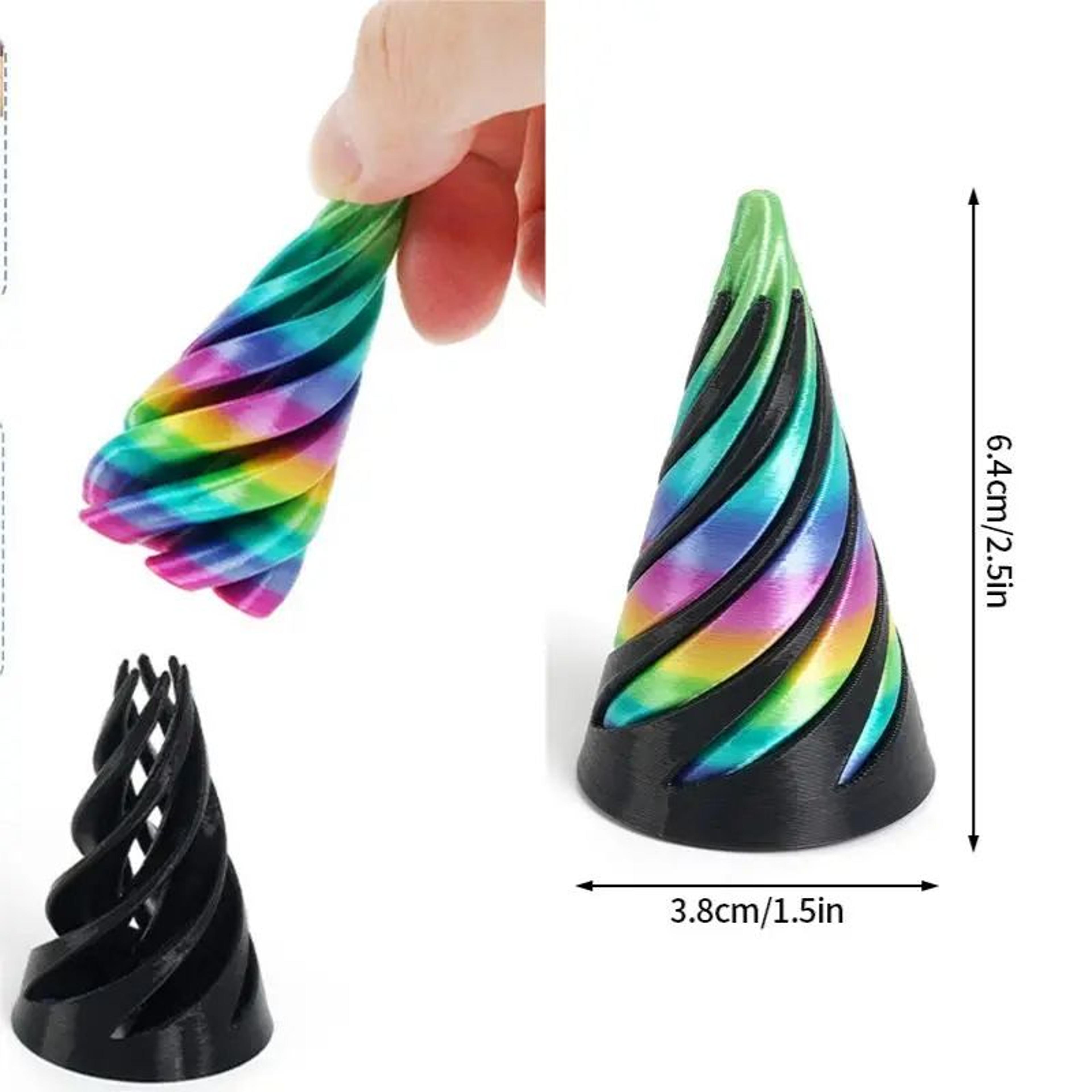 3d printed rotating pyramid fidget toy anti stress spiral cone