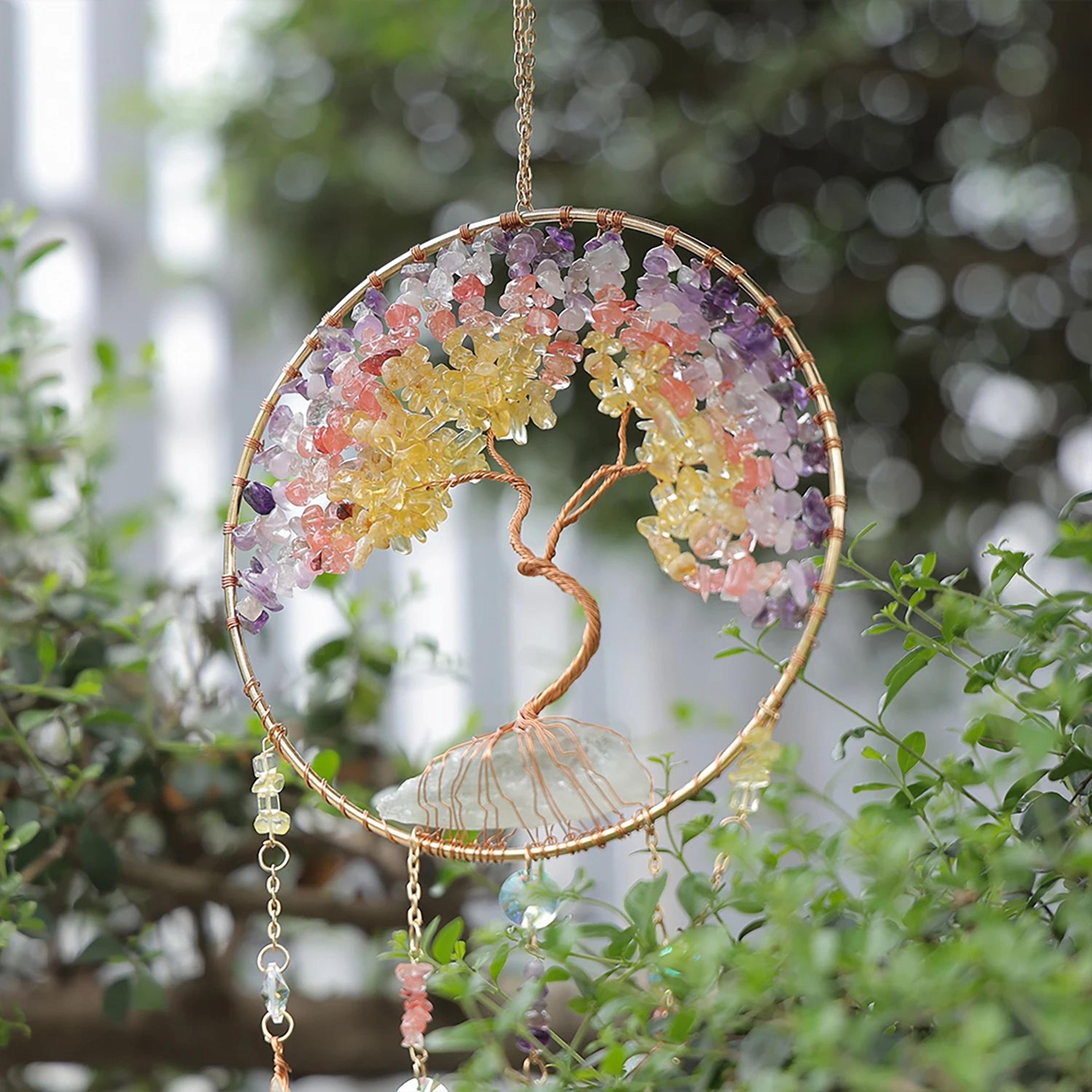 Natural Agate Dream Catcher Crystal Moon Star Wall Hanging Decor 5