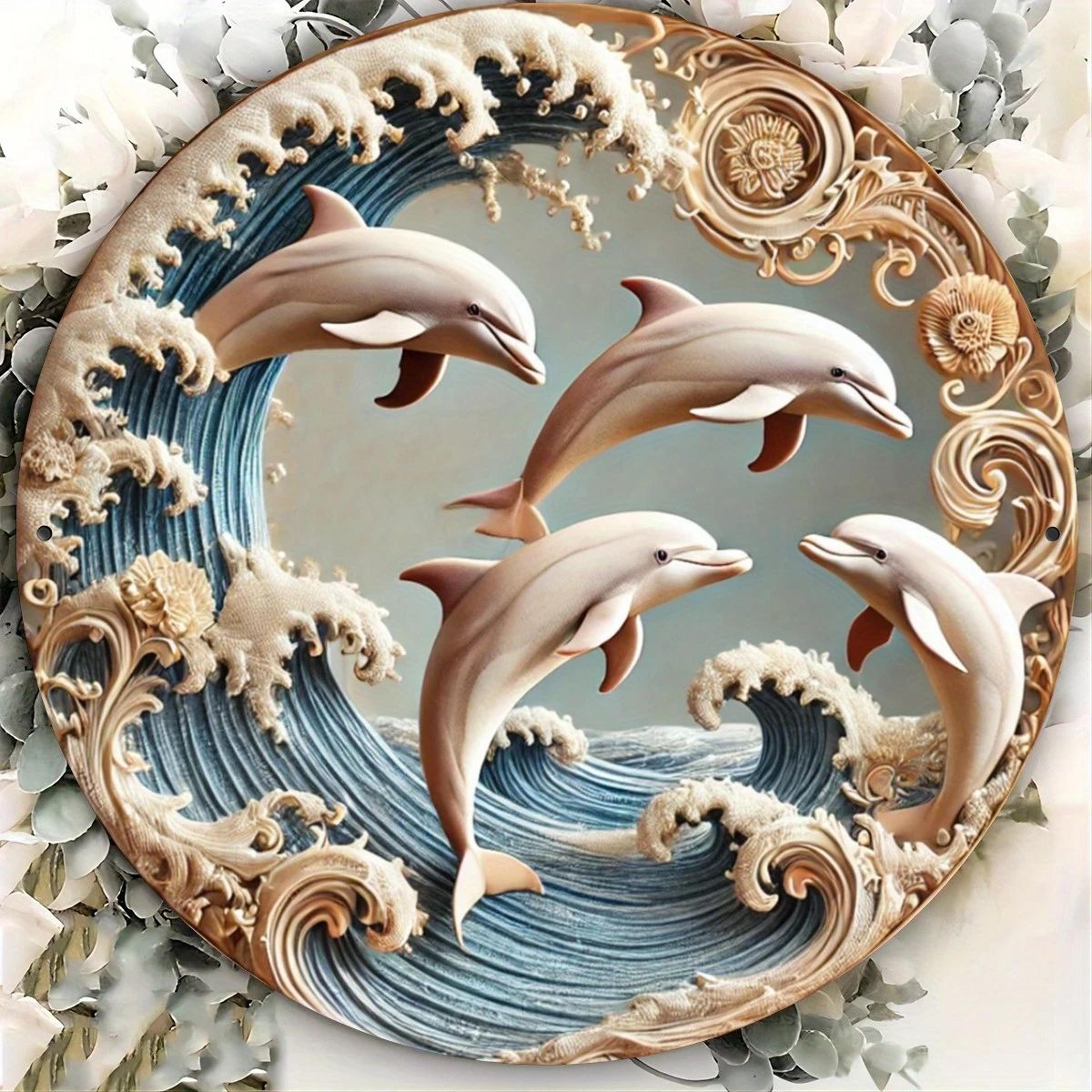 wooden dolphin wall art ocean theme decorative wall plaque