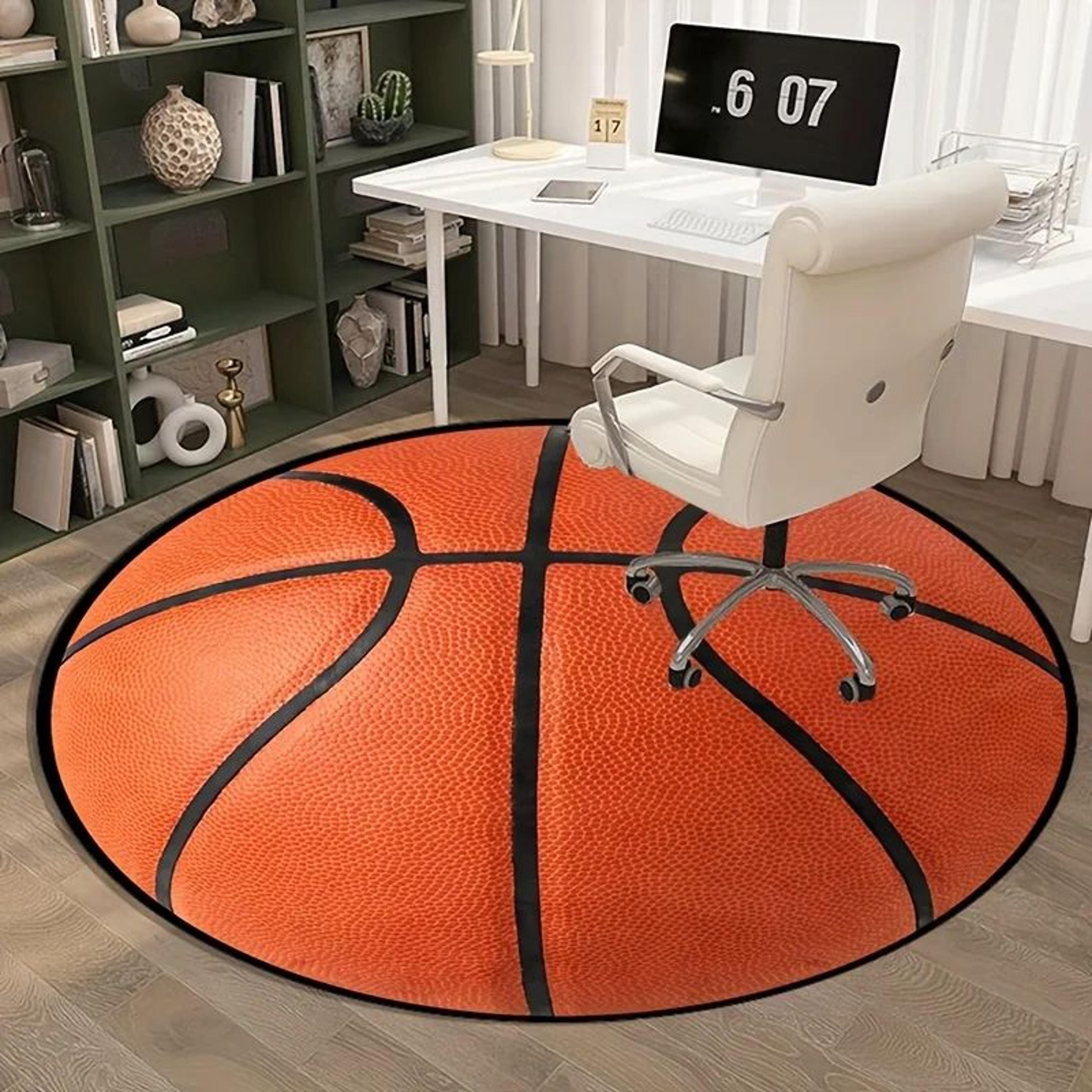 Basketball Rug Non Slip Round Sports Room Decor For Kids Bedroom And Living Space 2