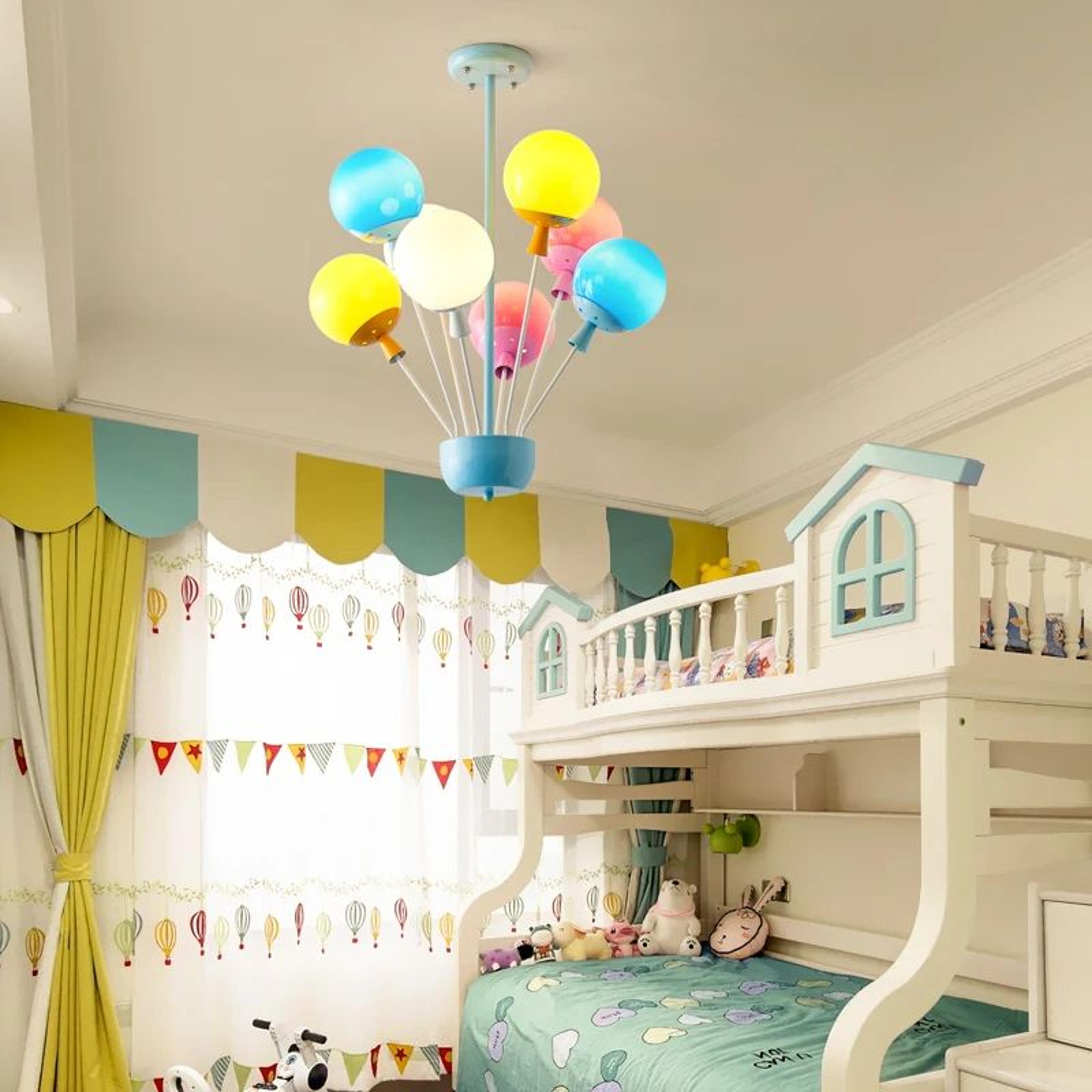 Kids Balloon Chandelier Wooden Ceiling Light For Bedroom And Playroom Decor 2