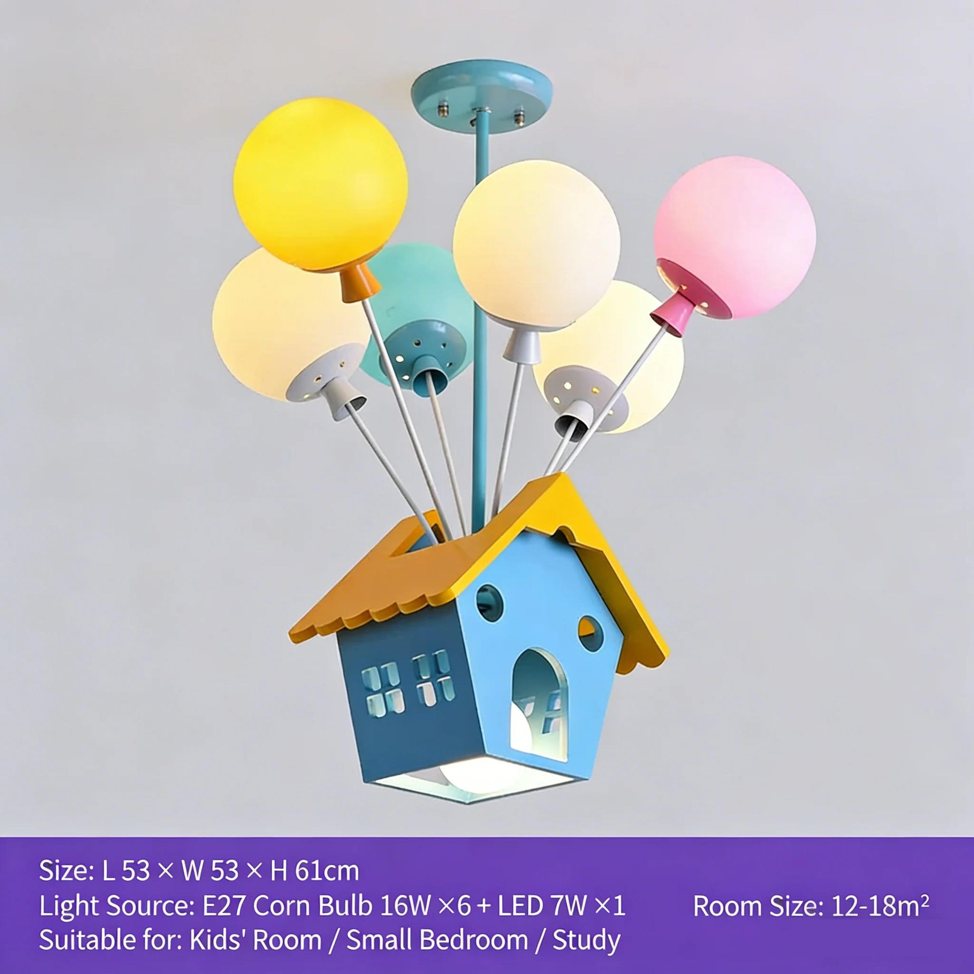 Kids Balloon Chandelier Wooden Ceiling Light For Bedroom And Playroom Decor 11