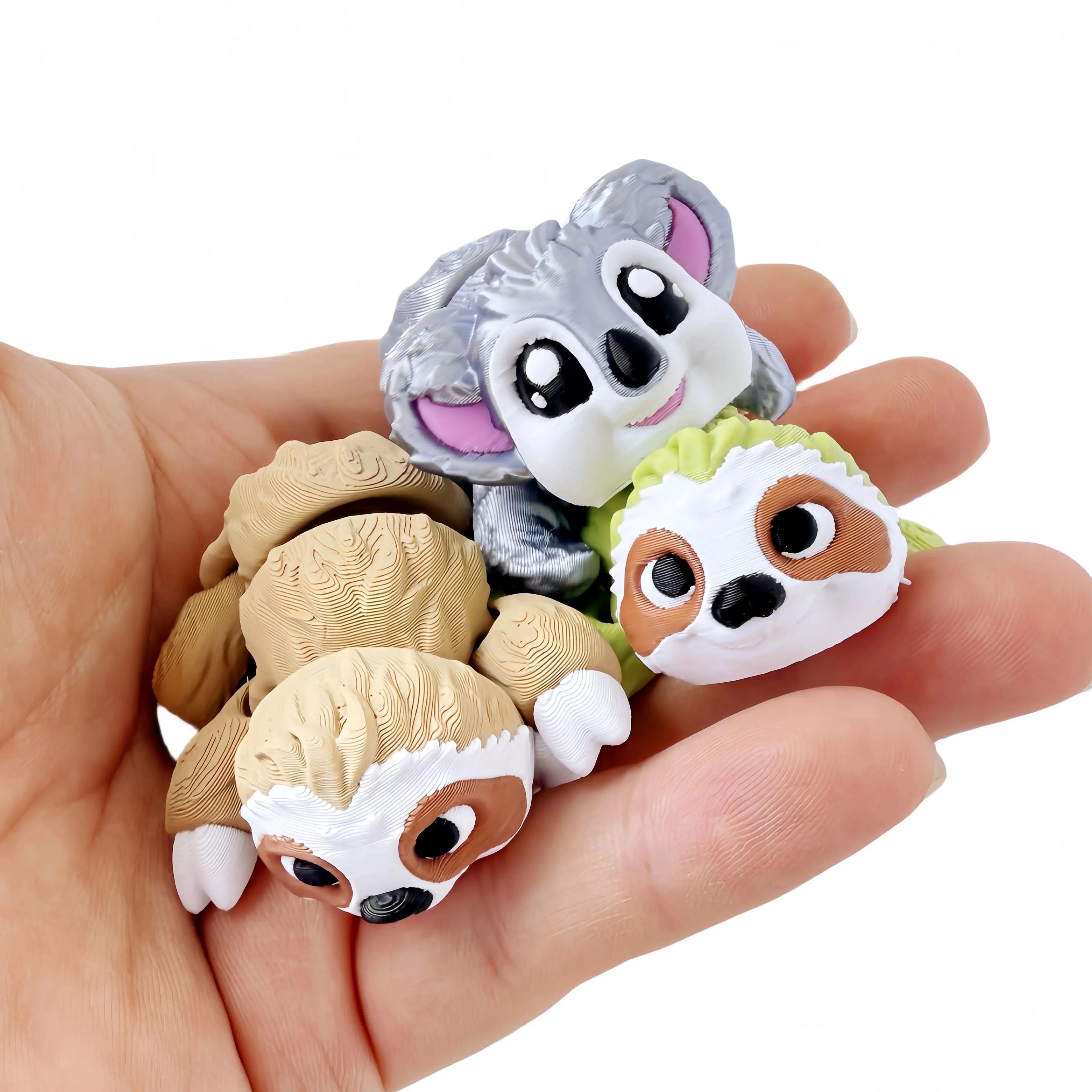 Articulated Sloth And Koala Figurines 3D Printed Cute Animal Desk Decor Set 7