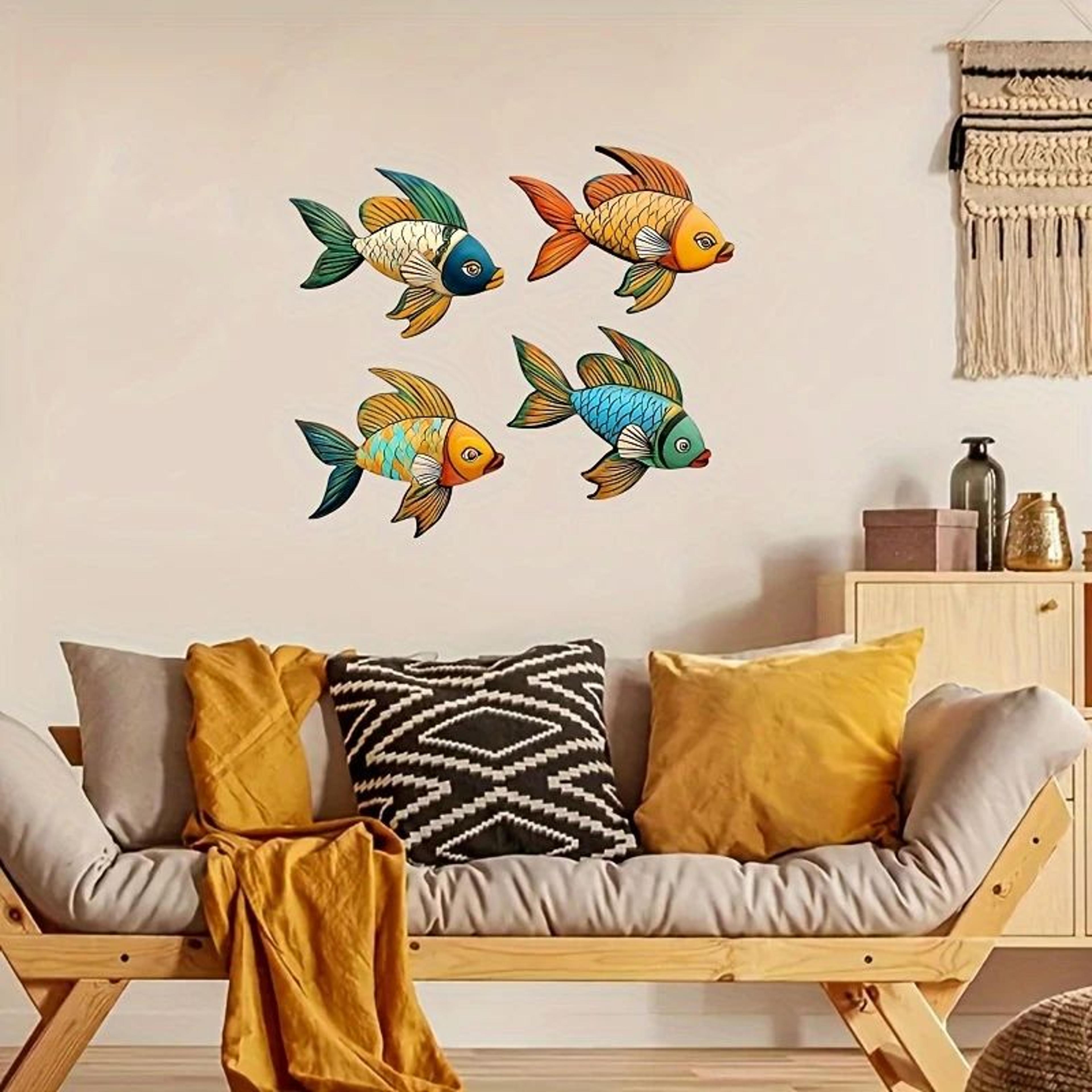 colorful tropical fish wooden wall art nautical decor set for coastal and beach home