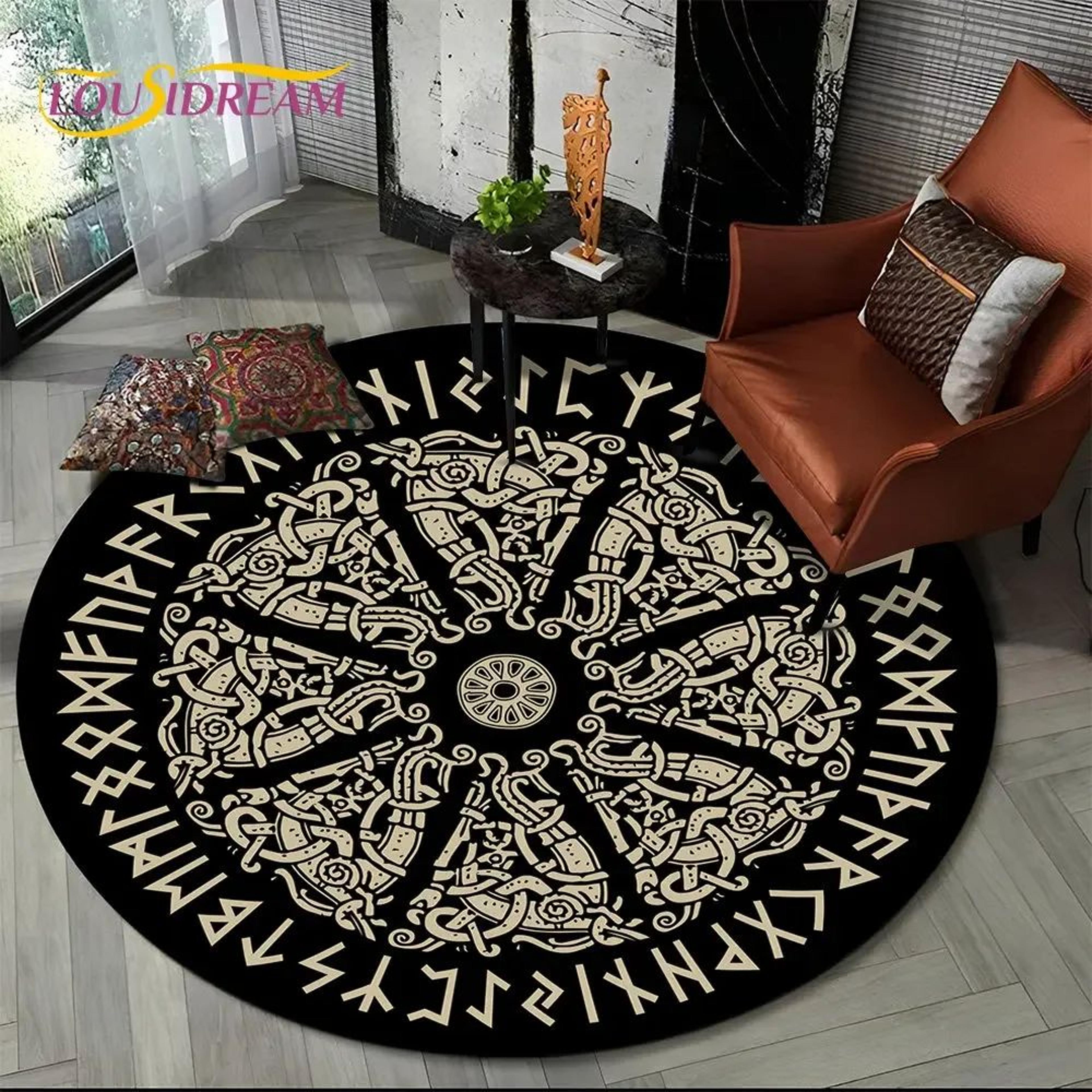 Viking Tree Of Life Round Area Rug Non Slip Decorative Floor Mat 12