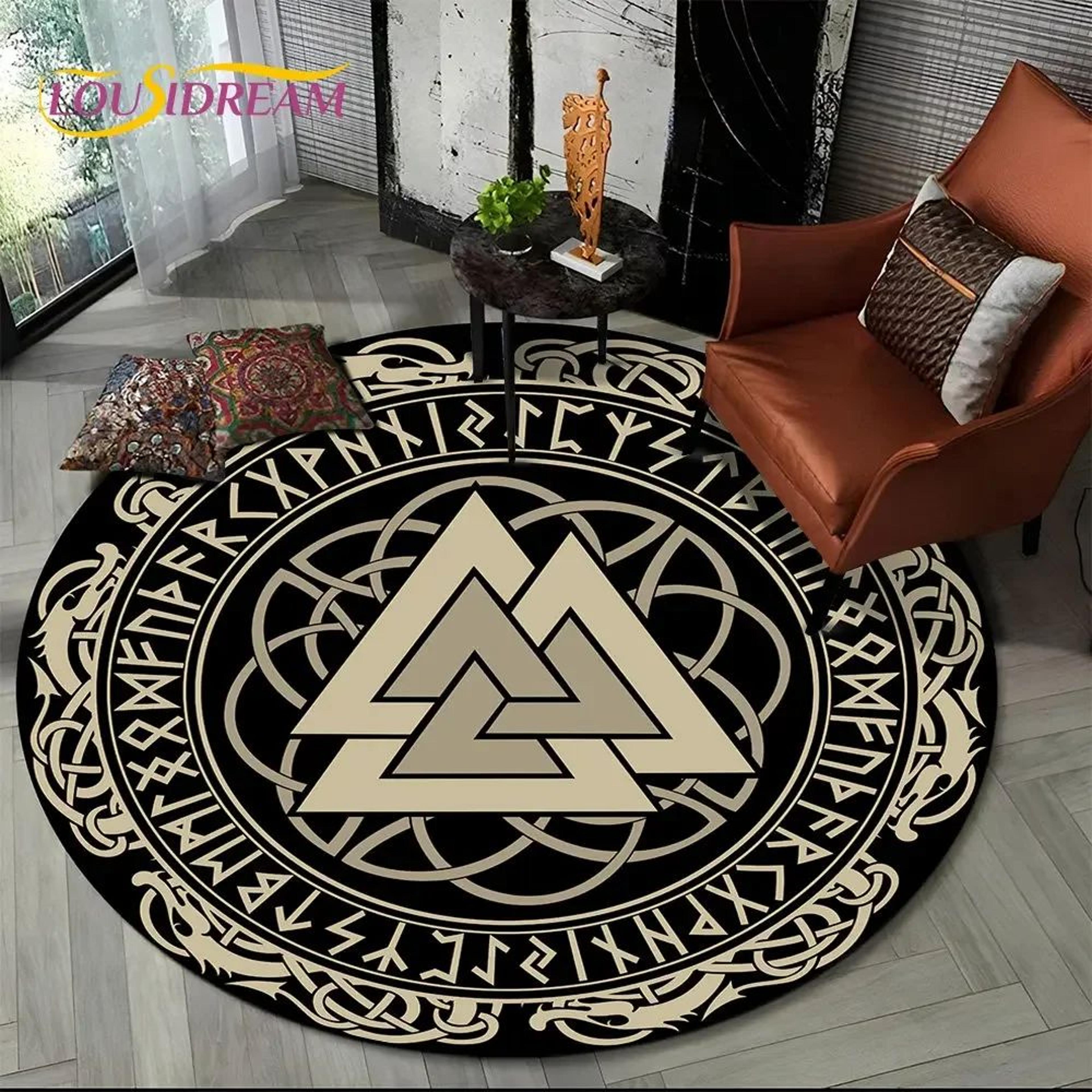 Viking Tree Of Life Round Area Rug Non Slip Decorative Floor Mat 15