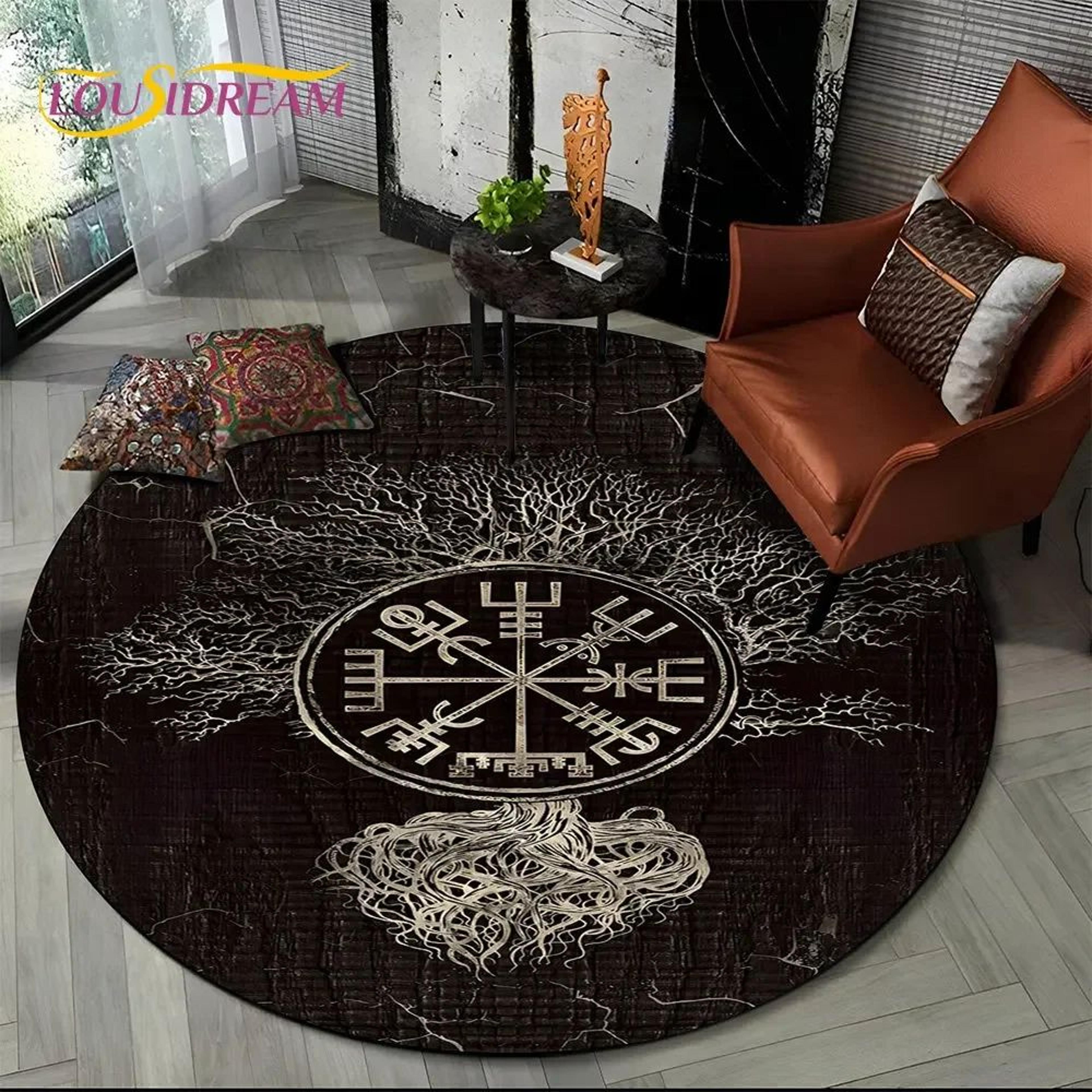 Viking Tree Of Life Round Area Rug Non Slip Decorative Floor Mat 17