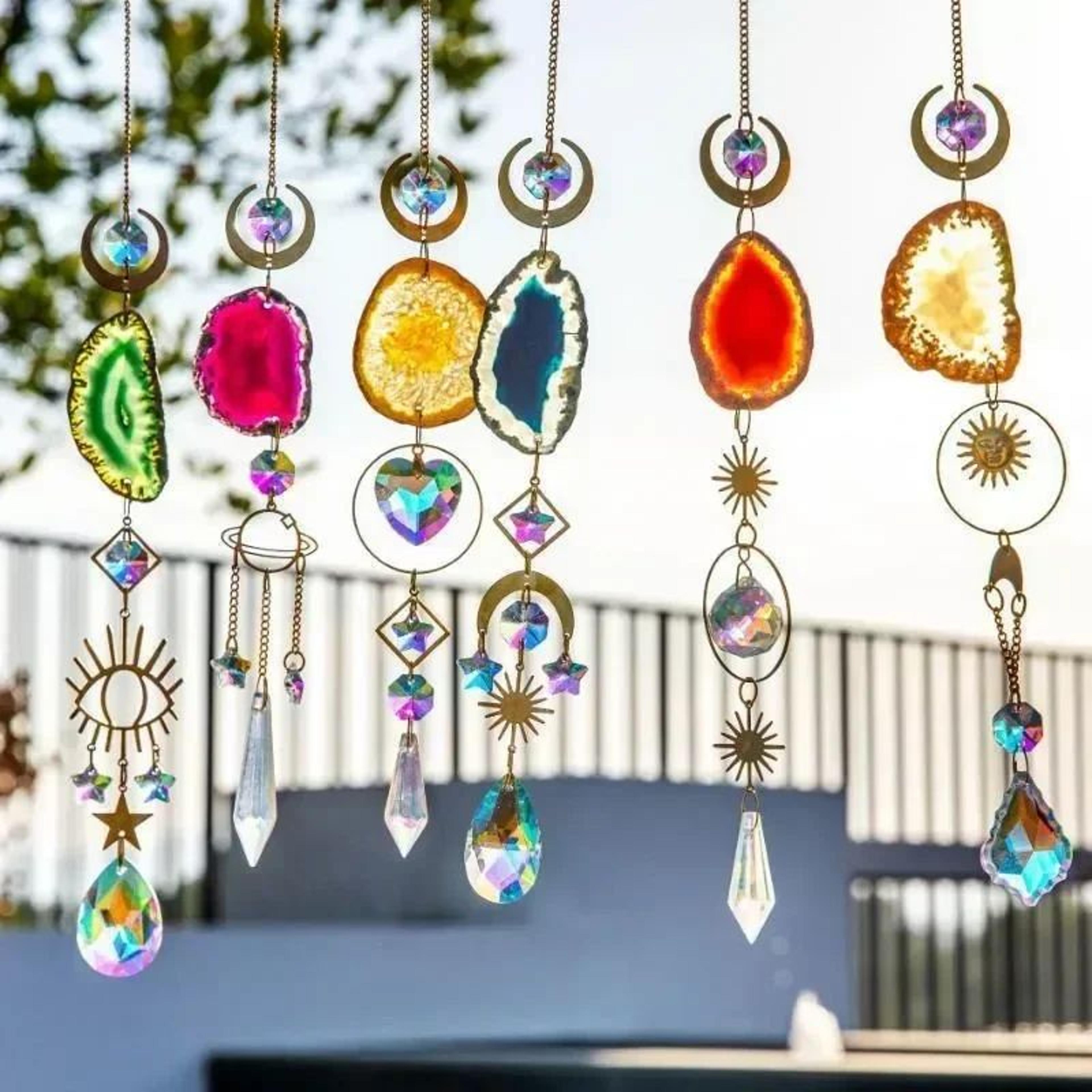 sun and moon crystal suncatcher rainbow prism window hanging decor