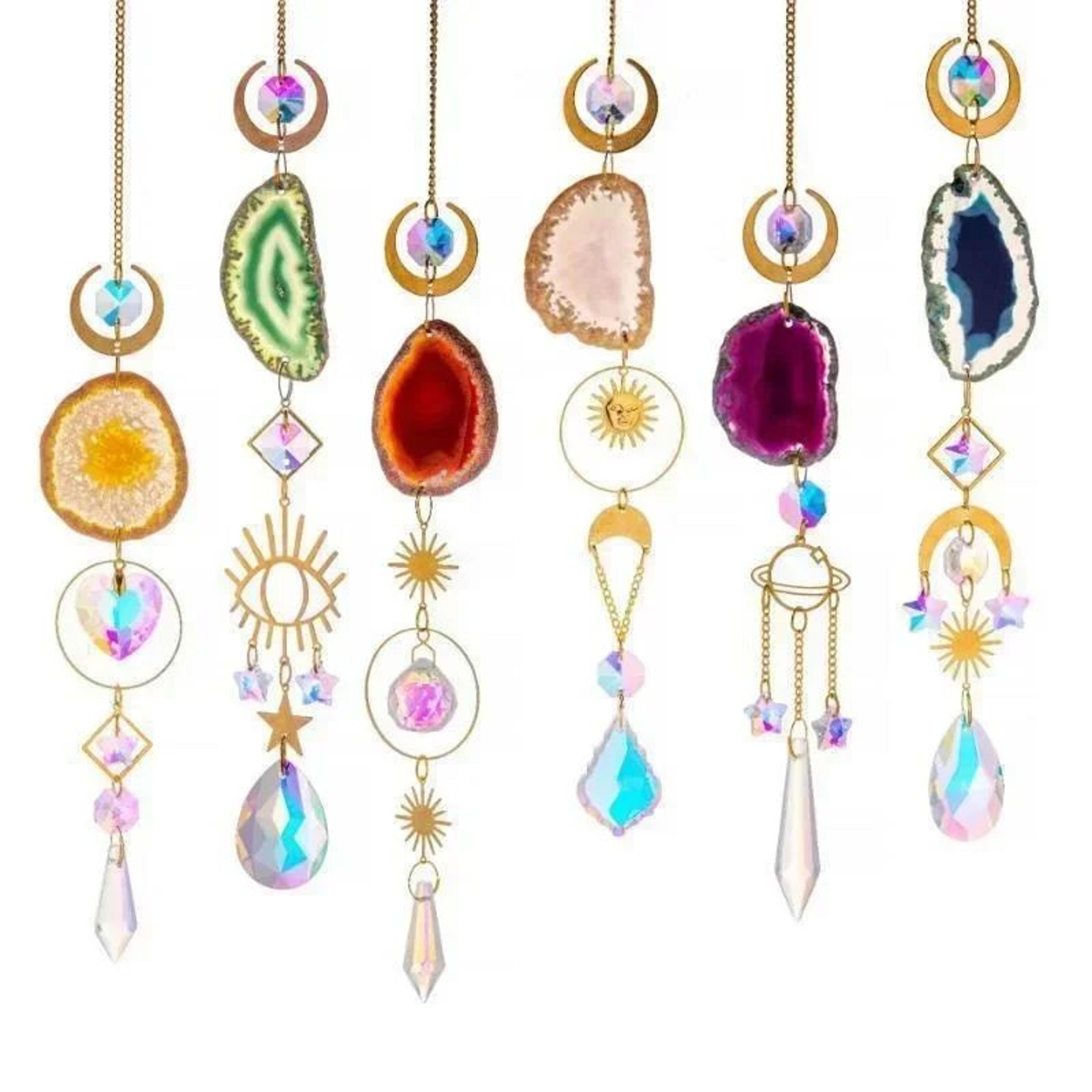 Sun And Moon Crystal Suncatcher Rainbow Prism Window Hanging Decor 1