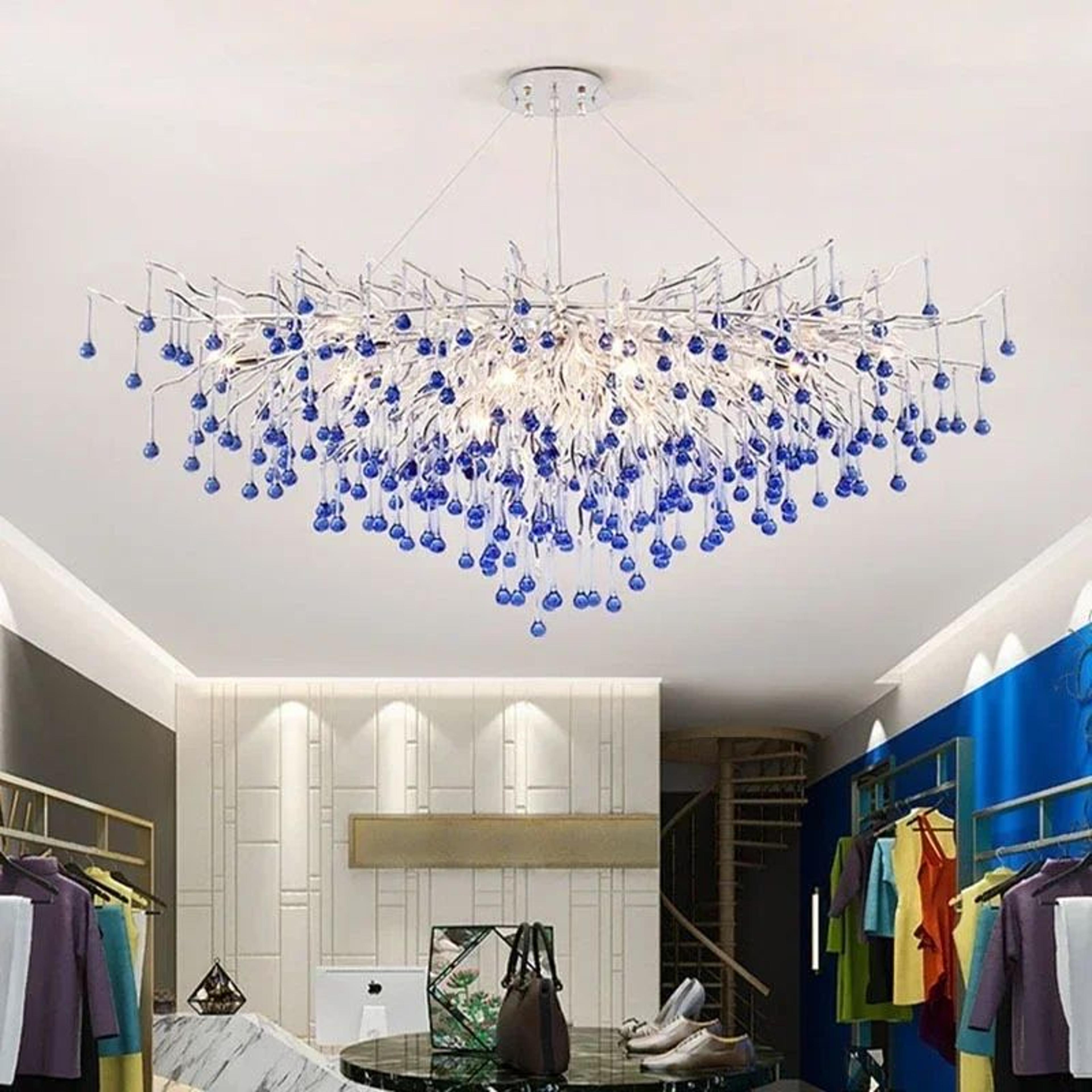 Luxury Crystal Branch Chandelier Modern Teardrop Ceiling Light For Living Room Dining Space 1