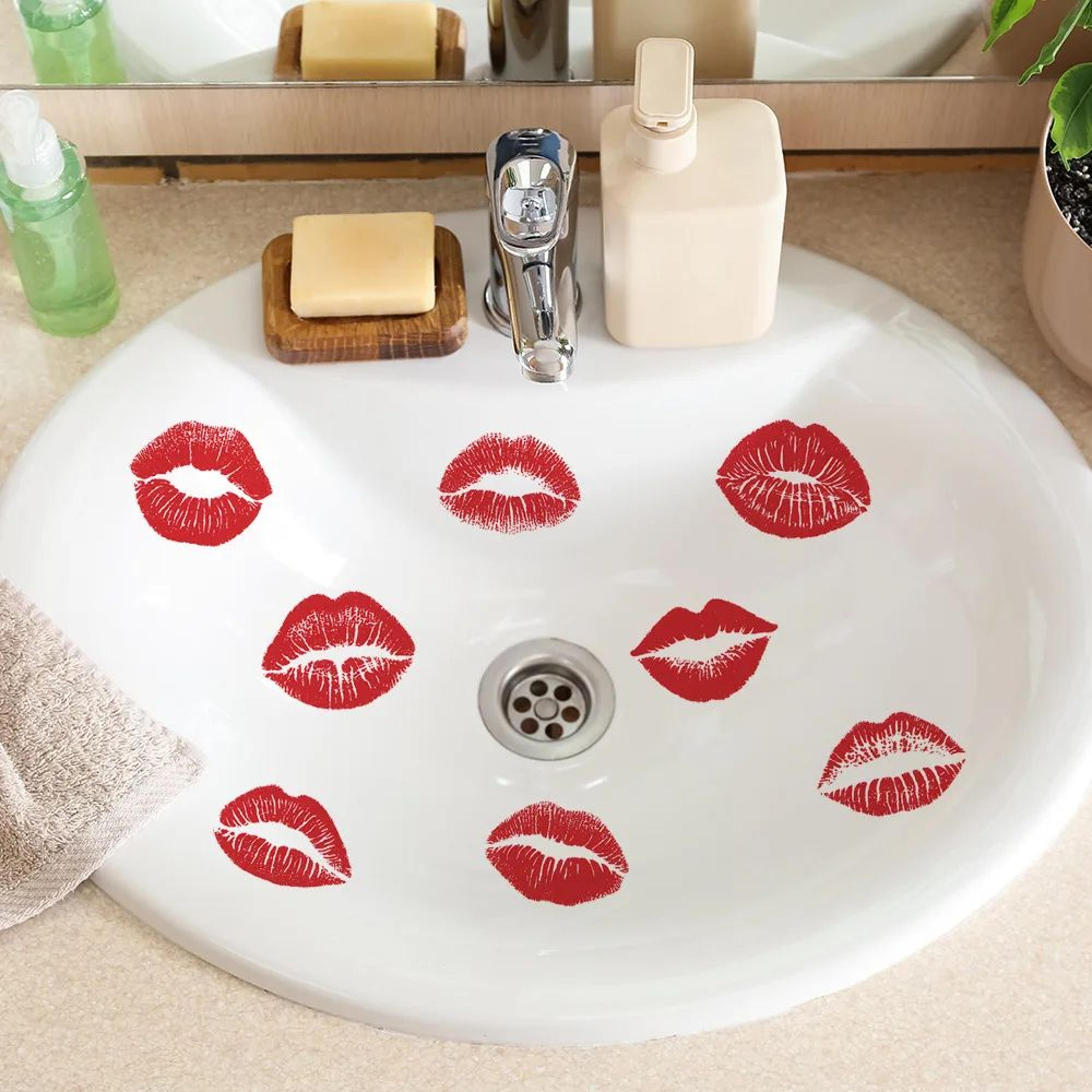Red Lip Print Wall Sticker Bold Self Adhesive Wall Decor For Bedroom Bathroom Living Room 5