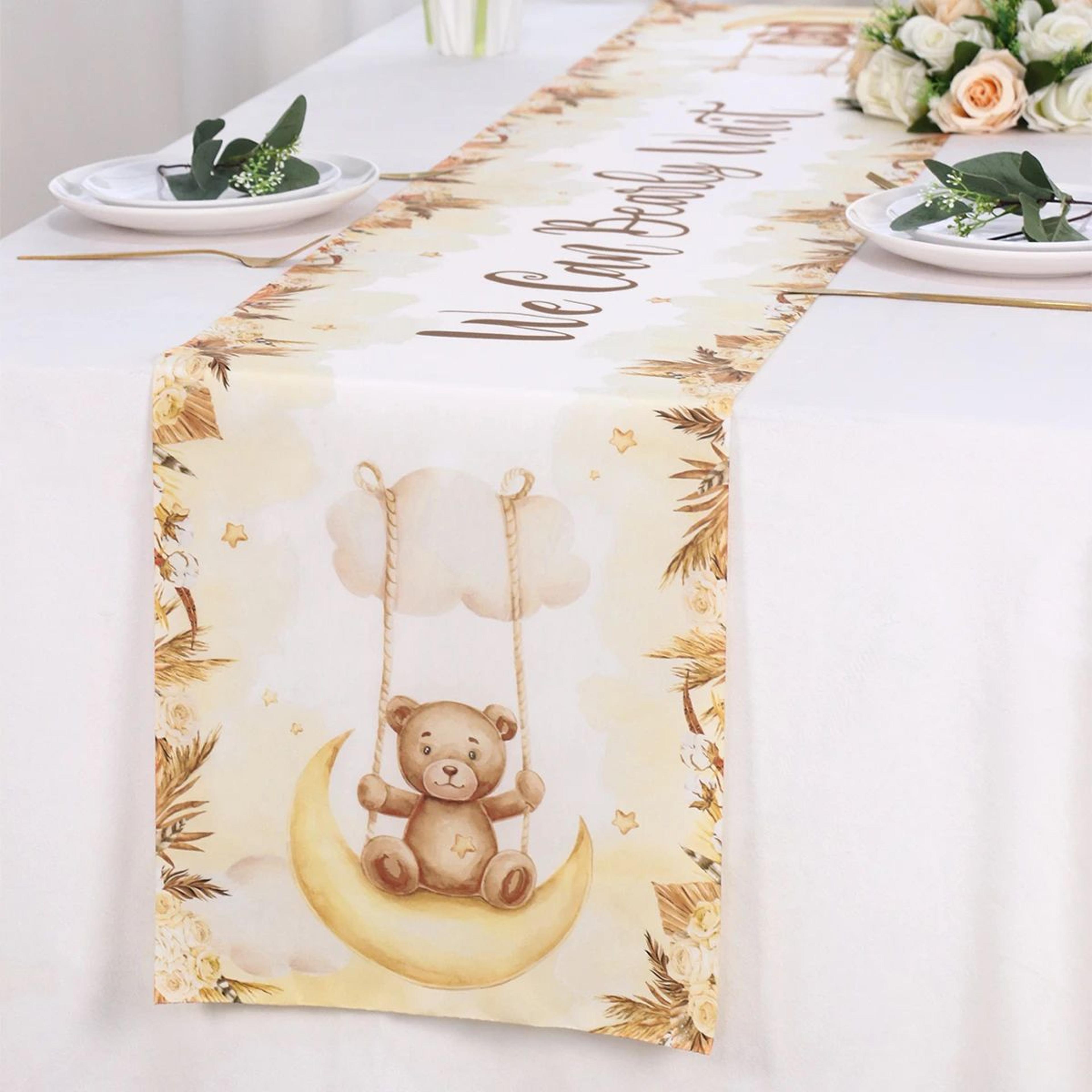 Cartoon Teddy Bear Table Runner Cute Baby Shower Birthday Table Decor 2