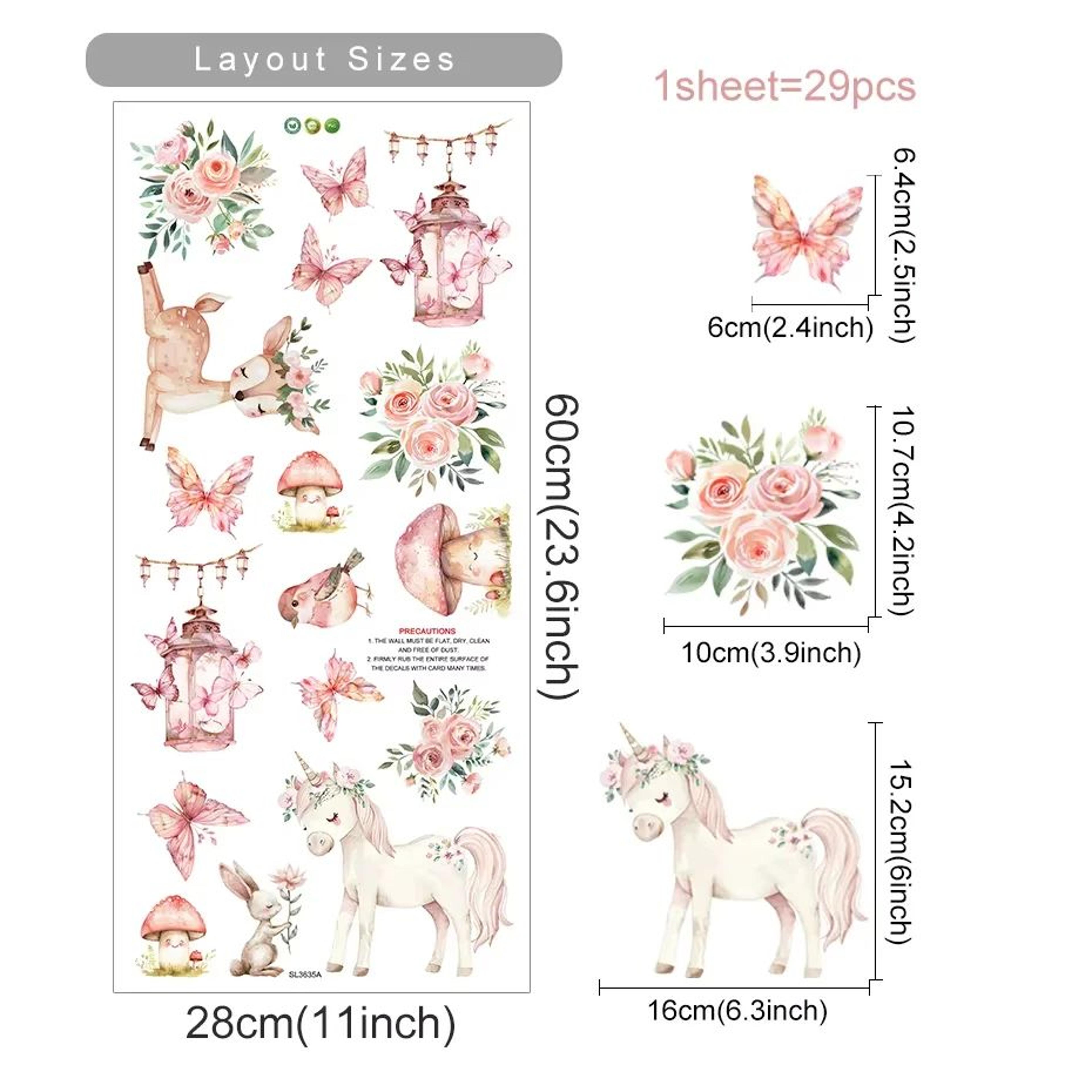Unicorn Rainbow Wall Stickers Watercolor Kids Room Decor For Nursery And Bedroom 6