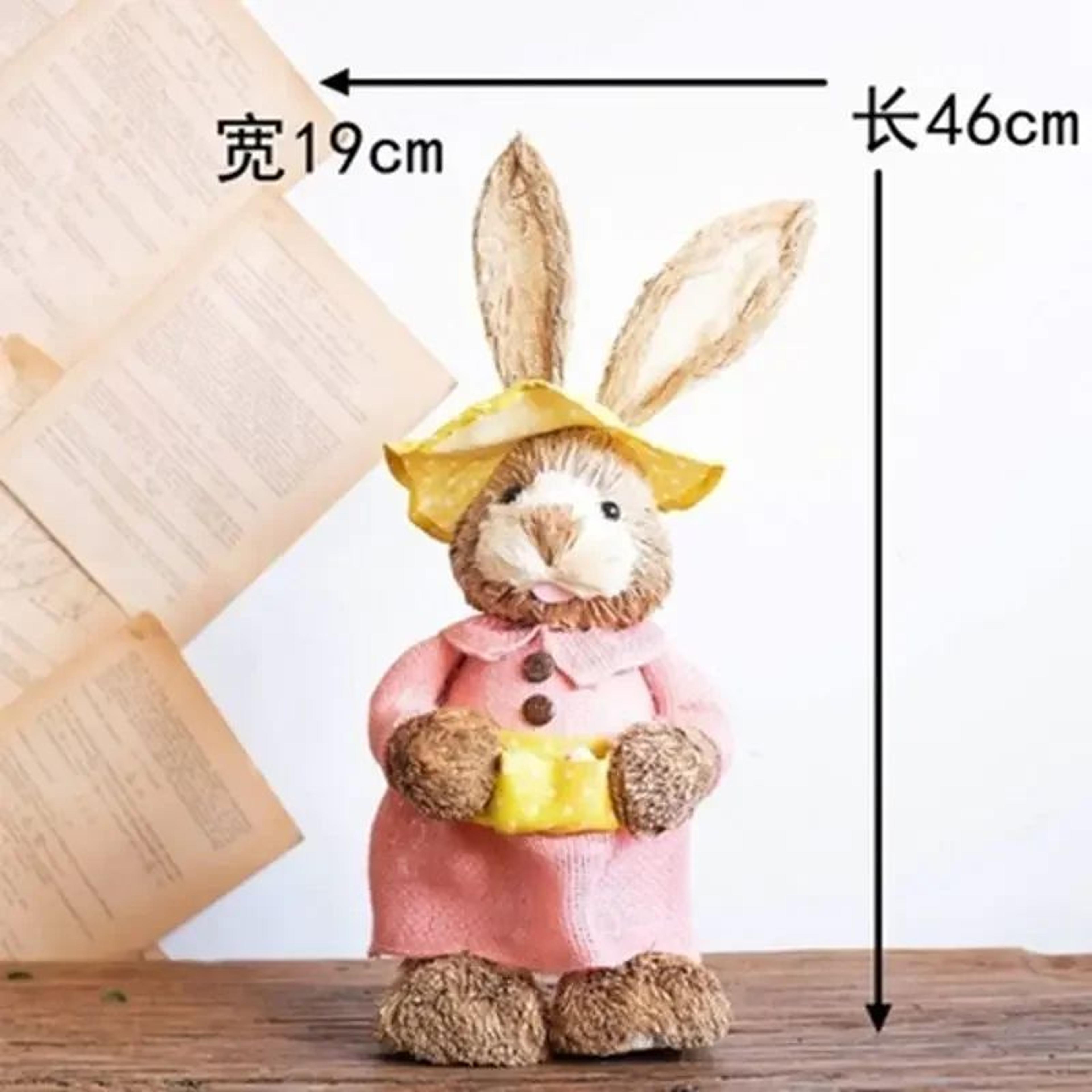 Straw Woven Easter Bunny Decor Rustic Rabbit Garden And Home Ornament 10
