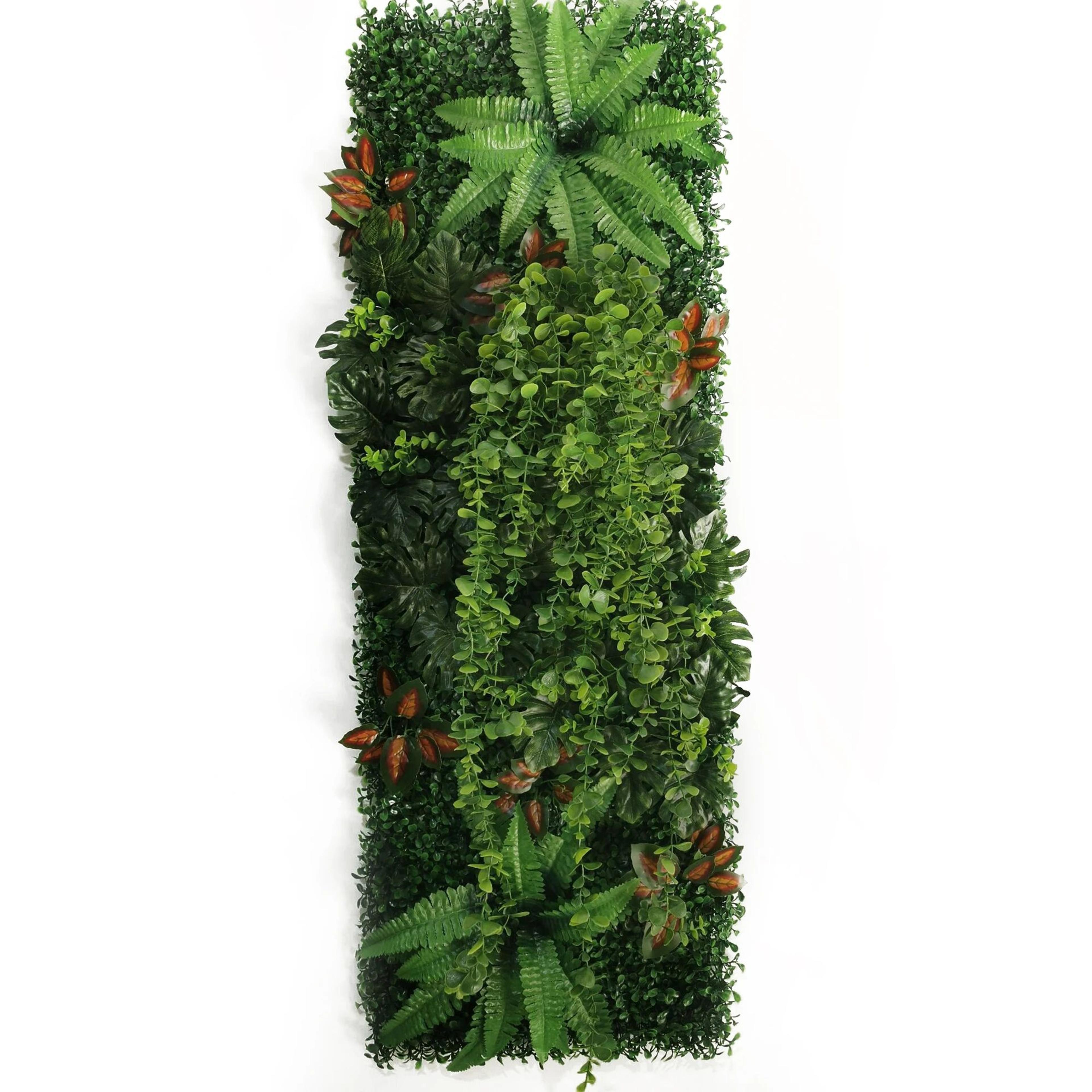 Artificial Grass Wall Panel With Rose Decor Greenery Wall Mat 3