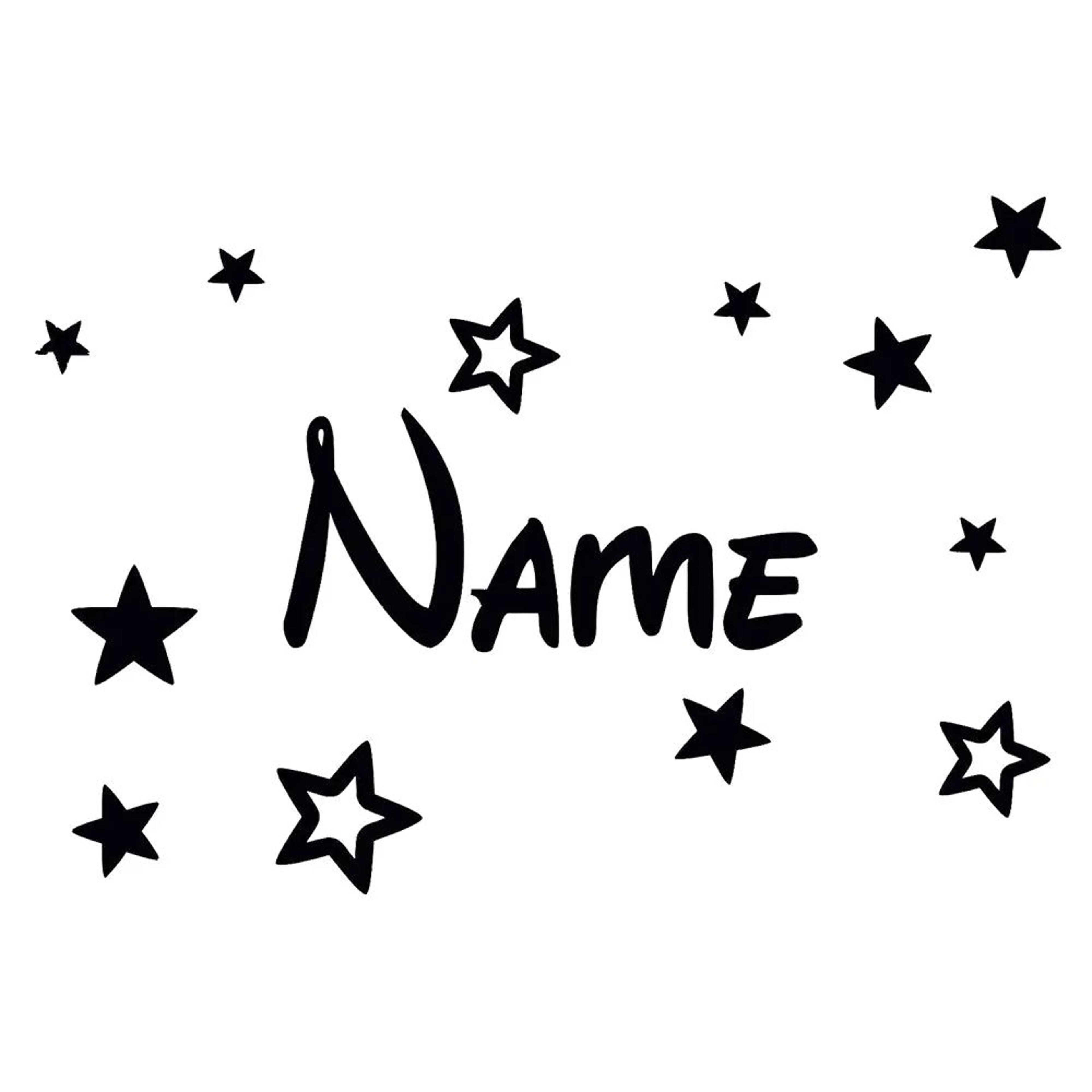 personalized kids name wall sticker with stars nursery room decor