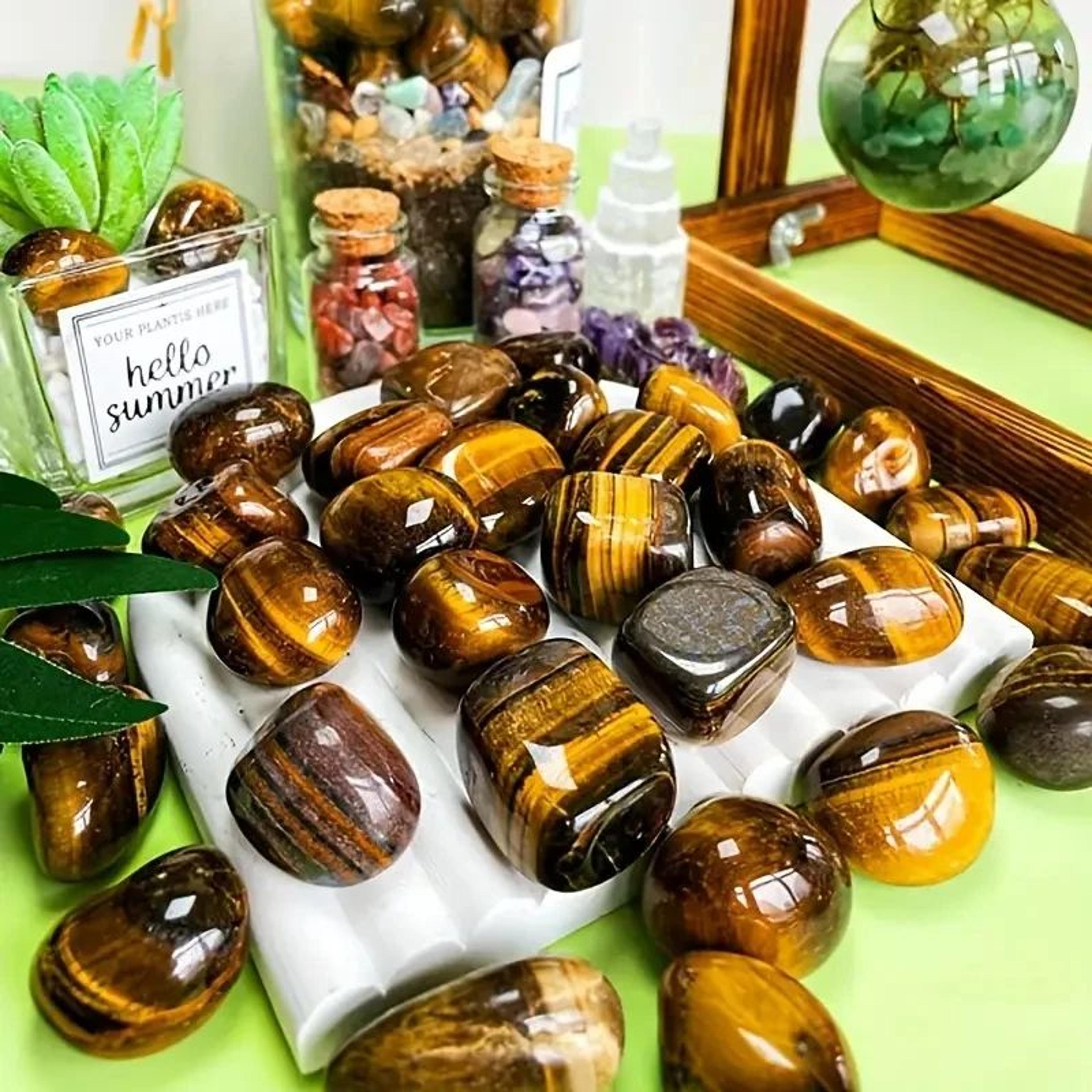 tiger eye crystal stones polished natural gem decor and vase fillers