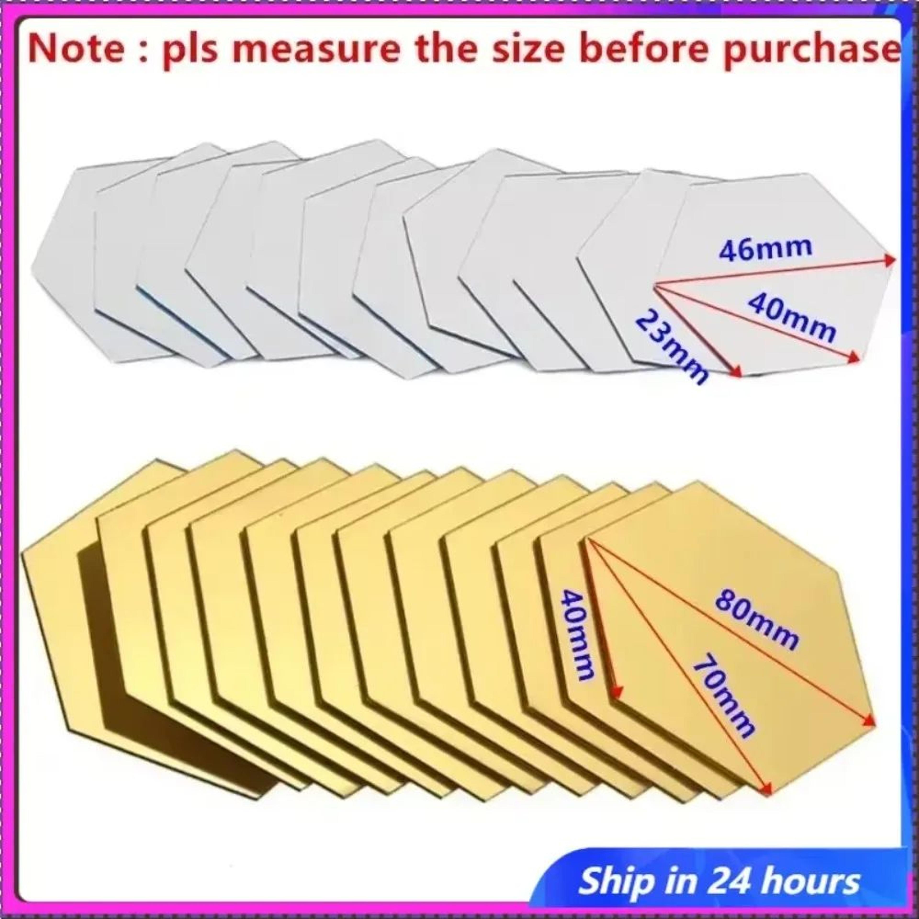 Hexagon Mirror Wall Stickers Self Adhesive Acrylic Decor Tiles 5