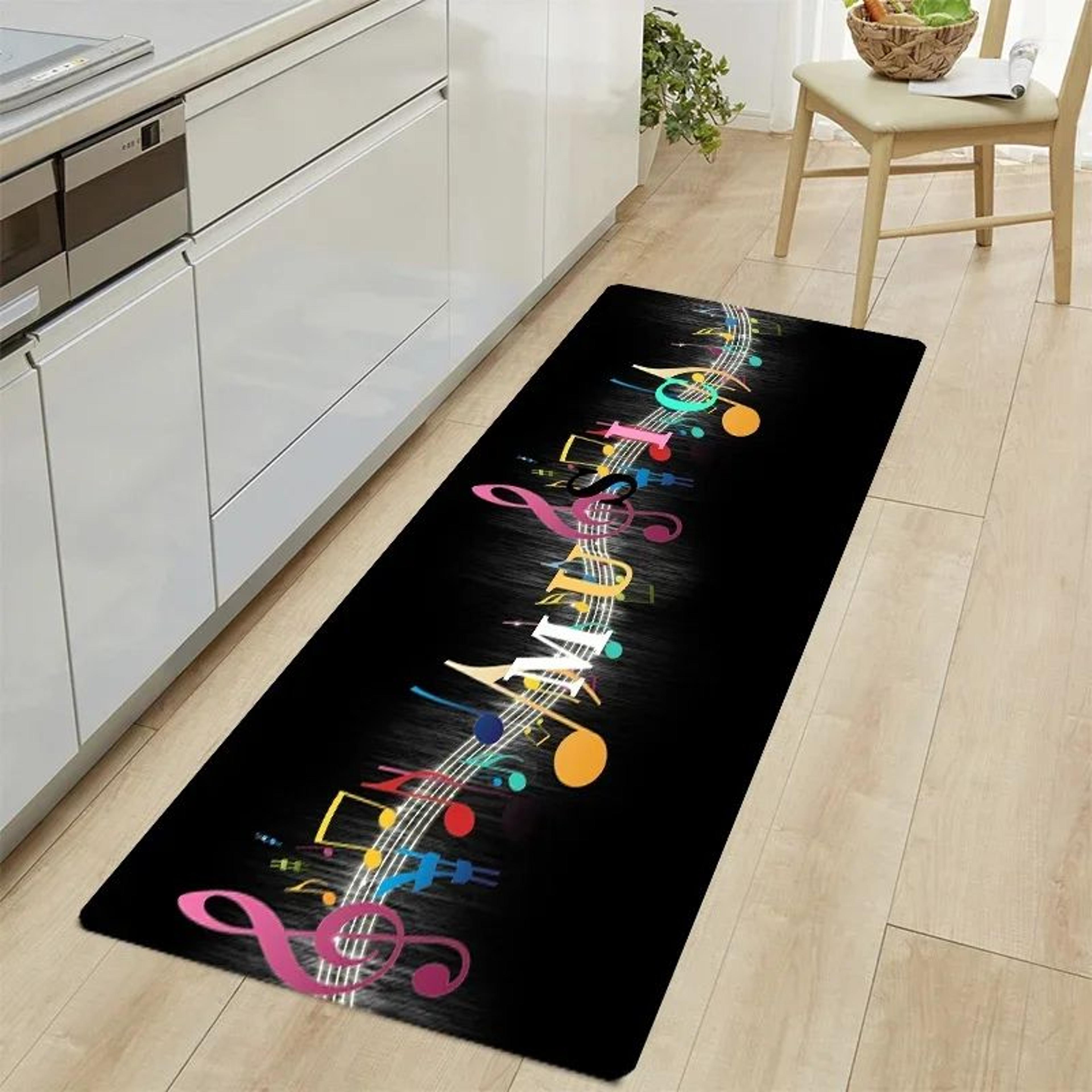Music Themed Kitchen Floor Mat Non Slip Decorative Runner Rug 1