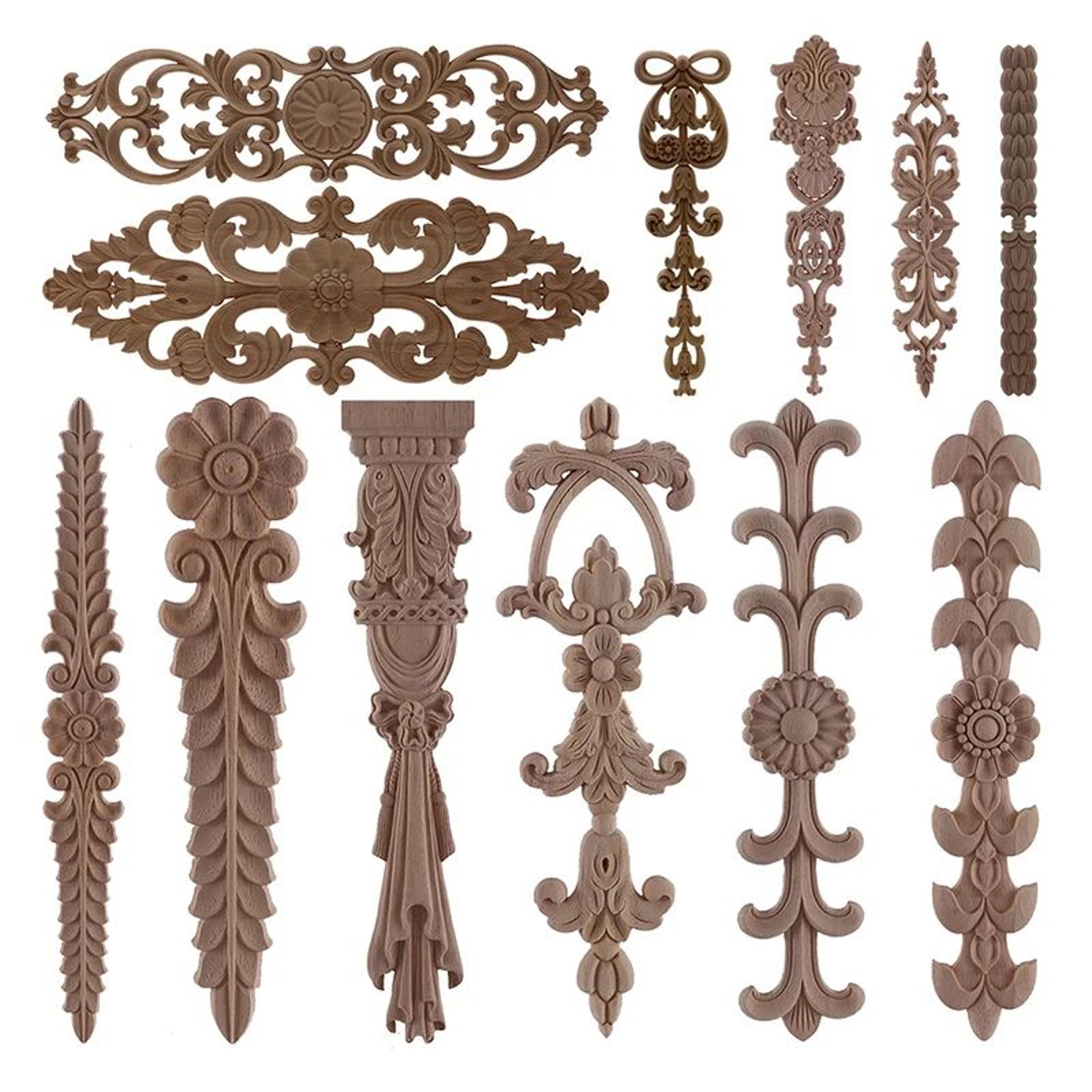 carved wood applique furniture onlay decorative trim piece