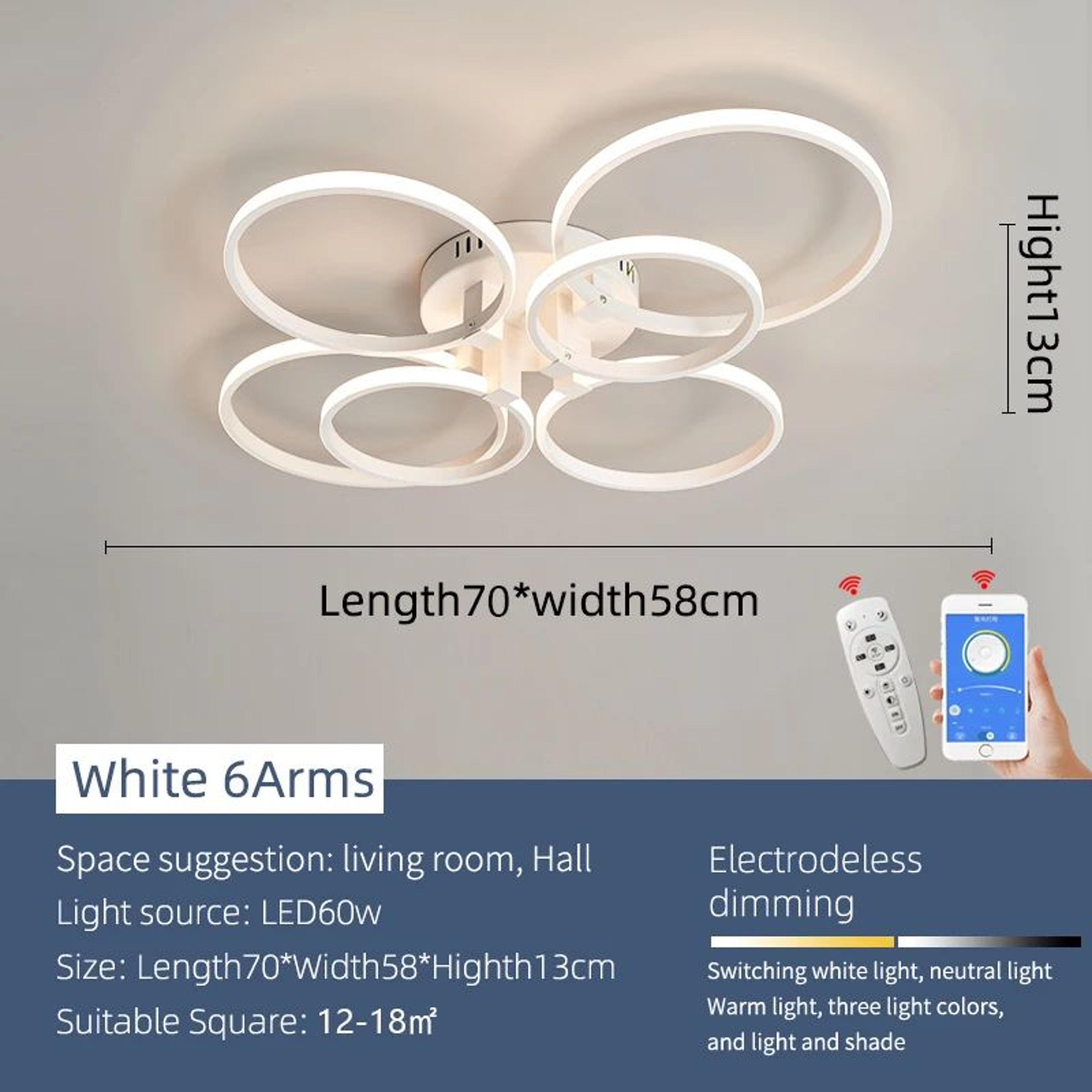 EverGlow Modern LED Chandelier Ceiling Light For Living Room Bedroom 6